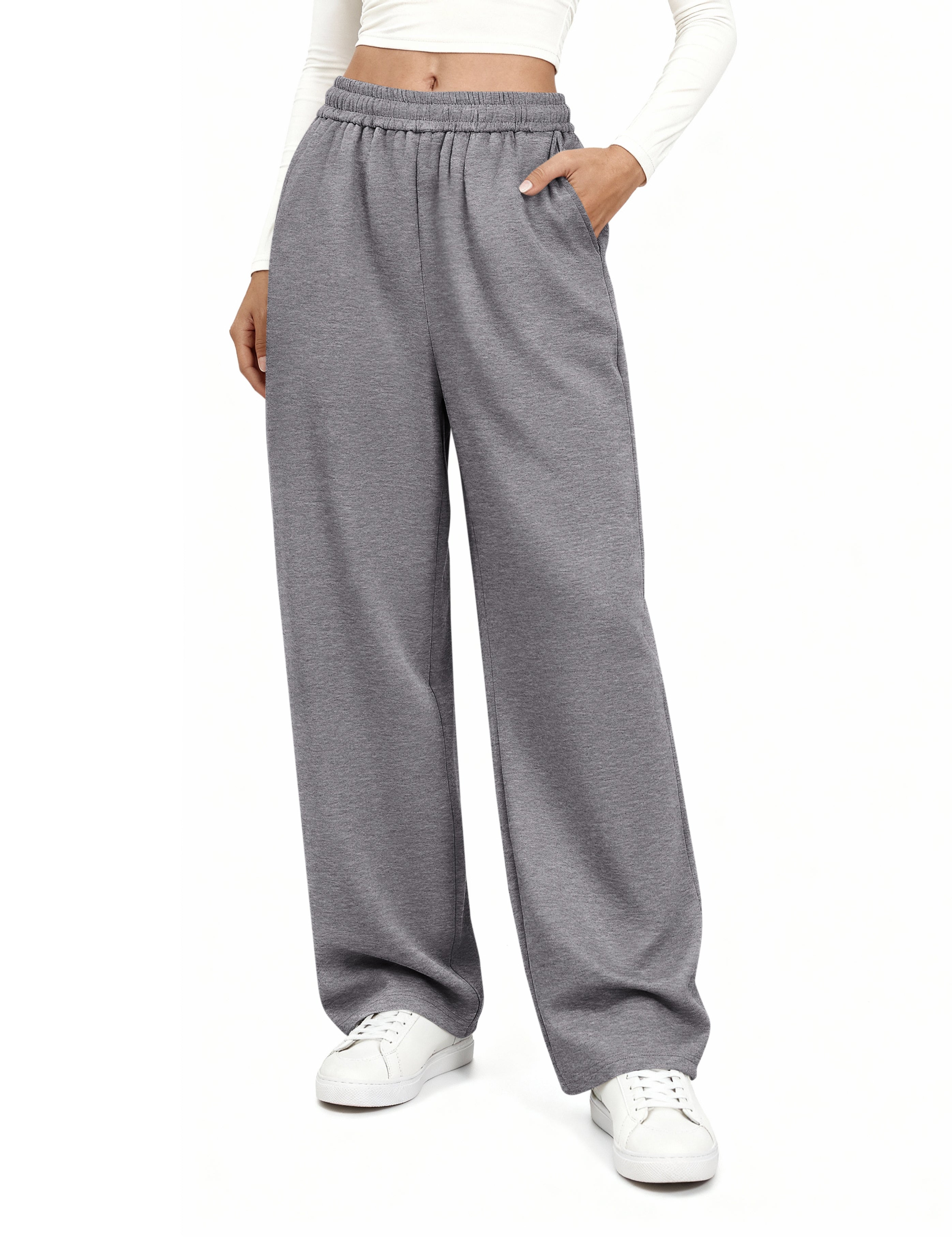 KIRUNDO Sweatpants Women 2025 Fall Baggy Wide Leg Lounge Pants Casual Elastic High Waisted Workout Joggers with Pockets