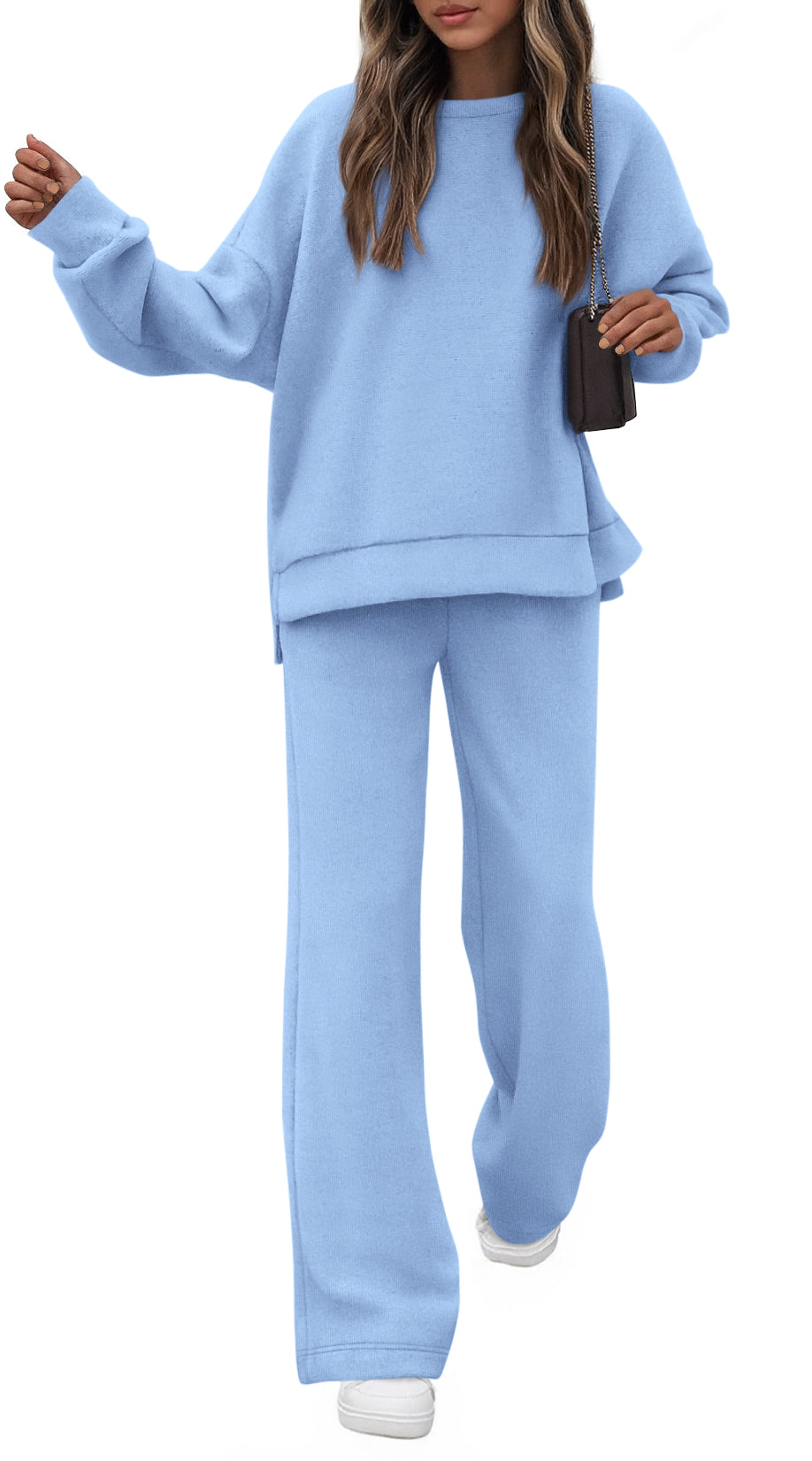 KIRUNDO Fall Sweatsuits Women 2 Piece Outfit Lounge Sets 2025 Matching Airport Oversized Sweatshirt Sweatpants Tracksuit