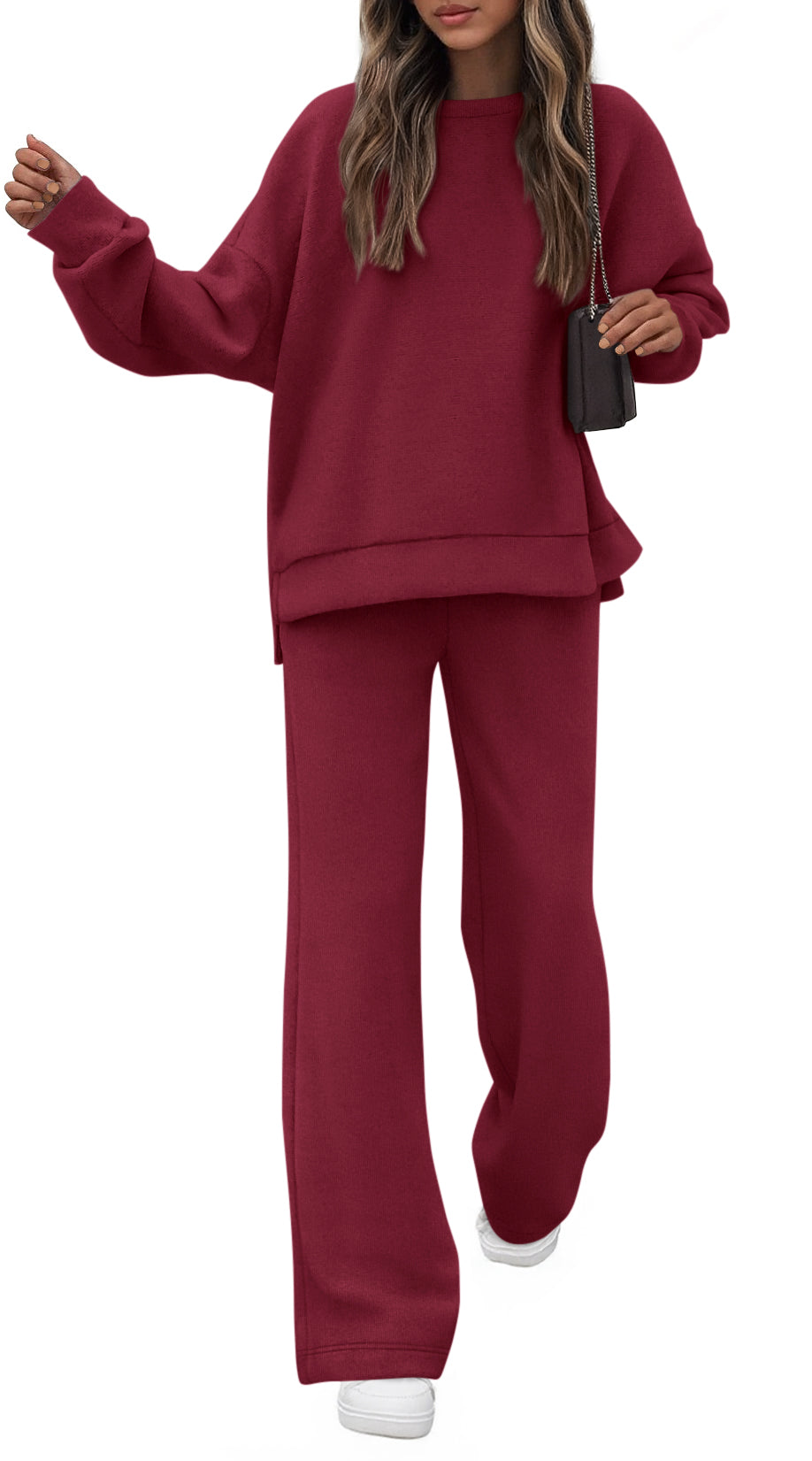 KIRUNDO Fall Sweatsuits Women 2 Piece Outfit Lounge Sets 2025 Matching Airport Oversized Sweatshirt Sweatpants Tracksuit
