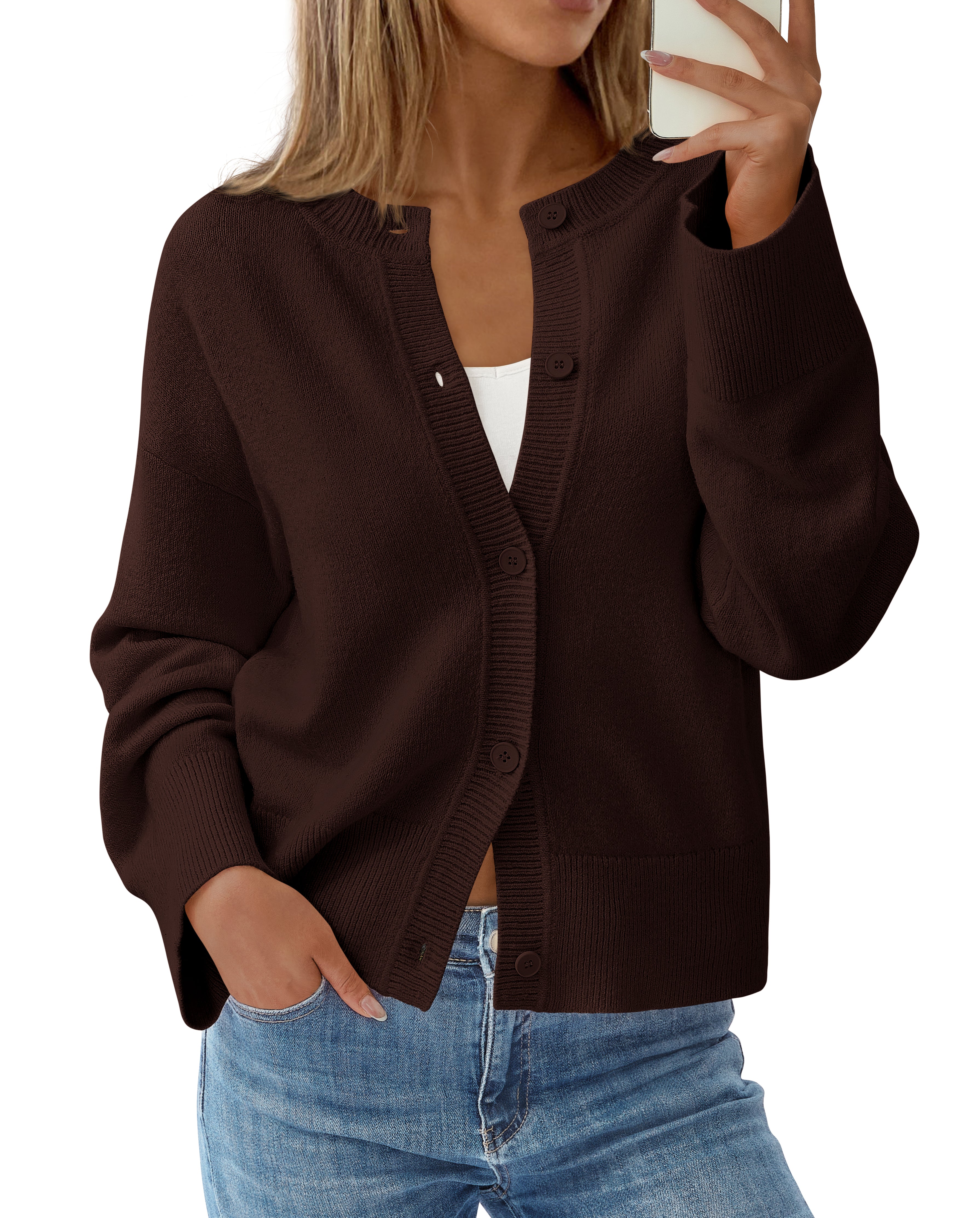 KIRUNDO Cardigan Sweaters for Women Fall Trendy Long Sleeve Chunky Knit Button Up Oversized Winter Jacket Casual Outwear