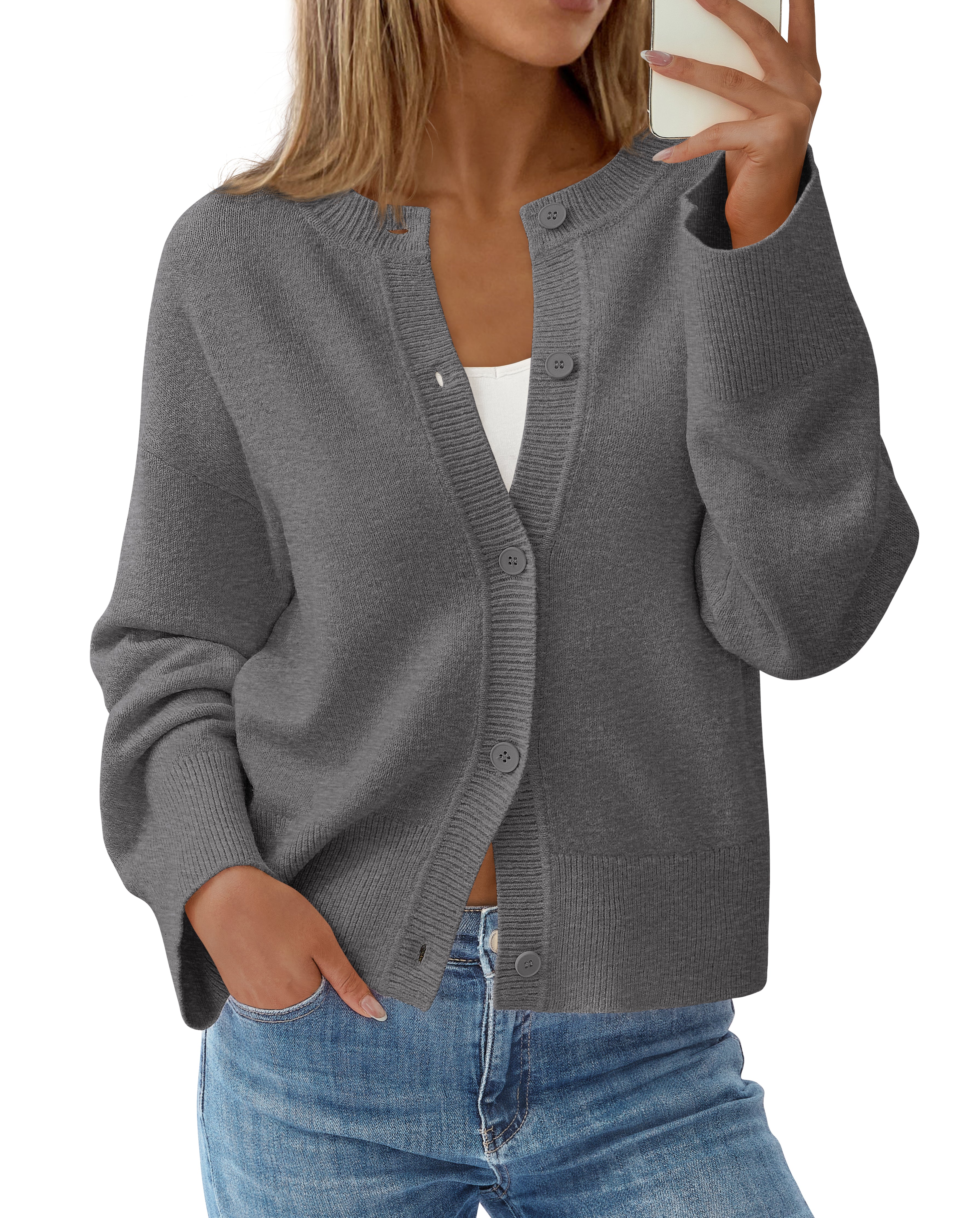 KIRUNDO Cardigan Sweaters for Women Fall Trendy Long Sleeve Chunky Knit Button Up Oversized Winter Jacket Casual Outwear