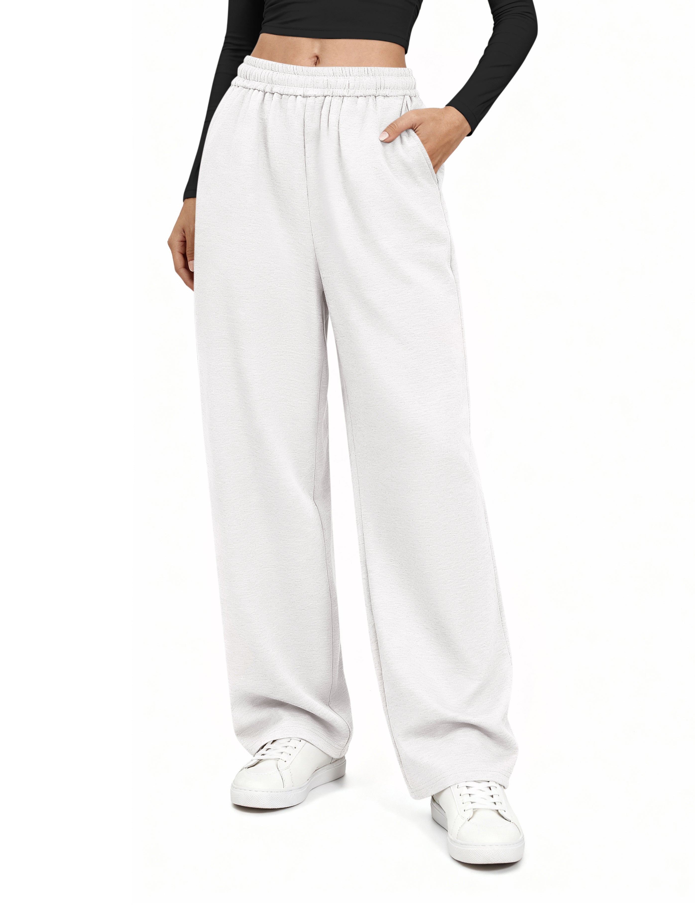 KIRUNDO Sweatpants Women 2025 Fall Baggy Wide Leg Lounge Pants Casual Elastic High Waisted Workout Joggers with Pockets