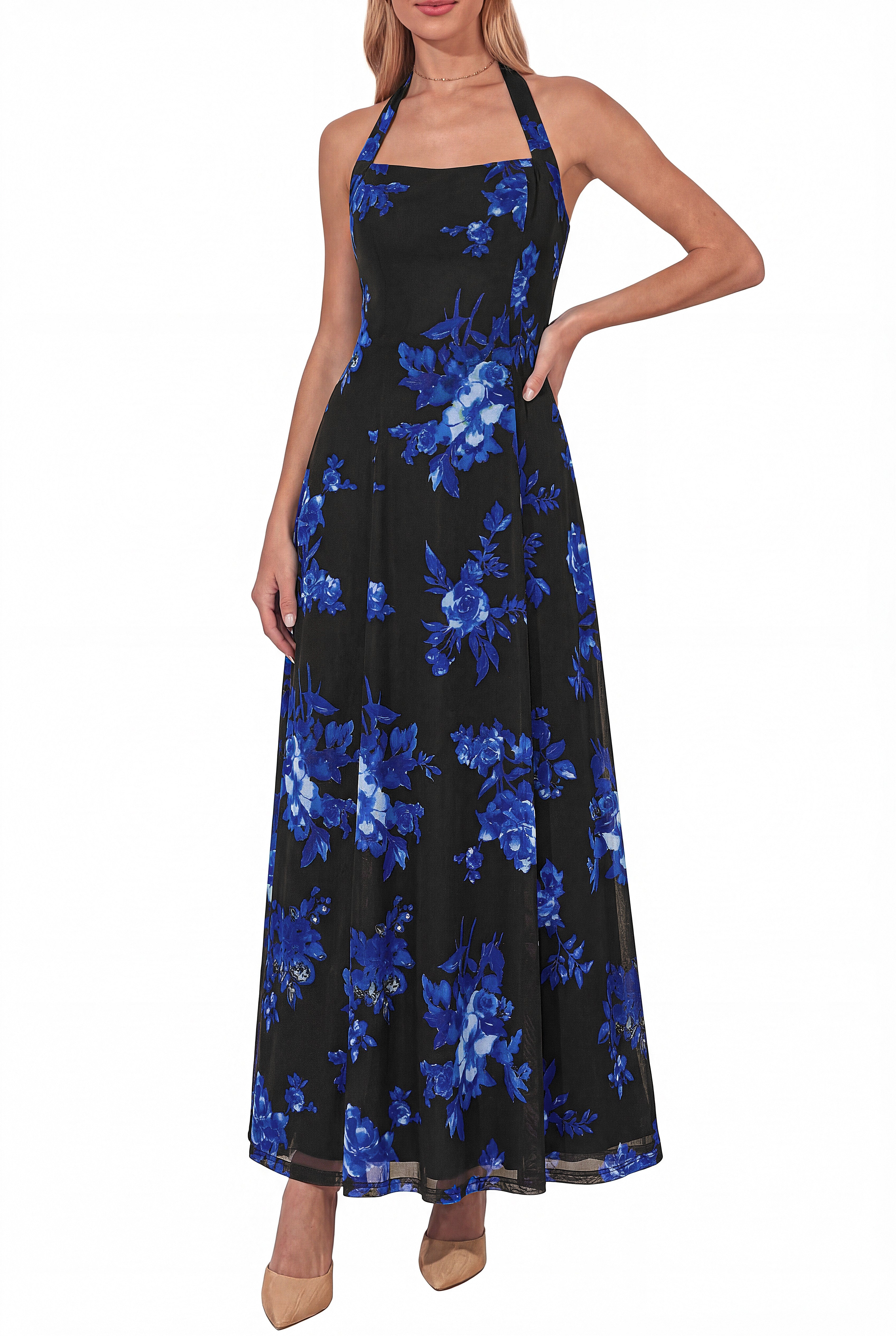 KIRUNDO Women Halter Floral Maxi Dress 2026 Summer Wedding Guest Cocktail Party Sleeveless A Line Beach Vacation Sundress