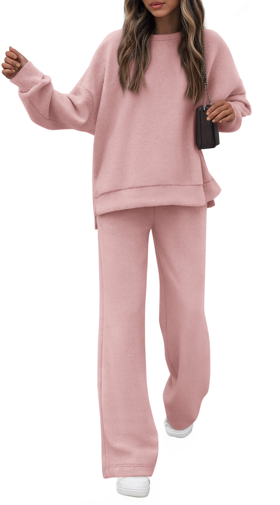 KIRUNDO Fall Sweatsuits Women 2 Piece Outfit Lounge Sets 2025 Matching Airport Oversized Sweatshirt Sweatpants Tracksuit