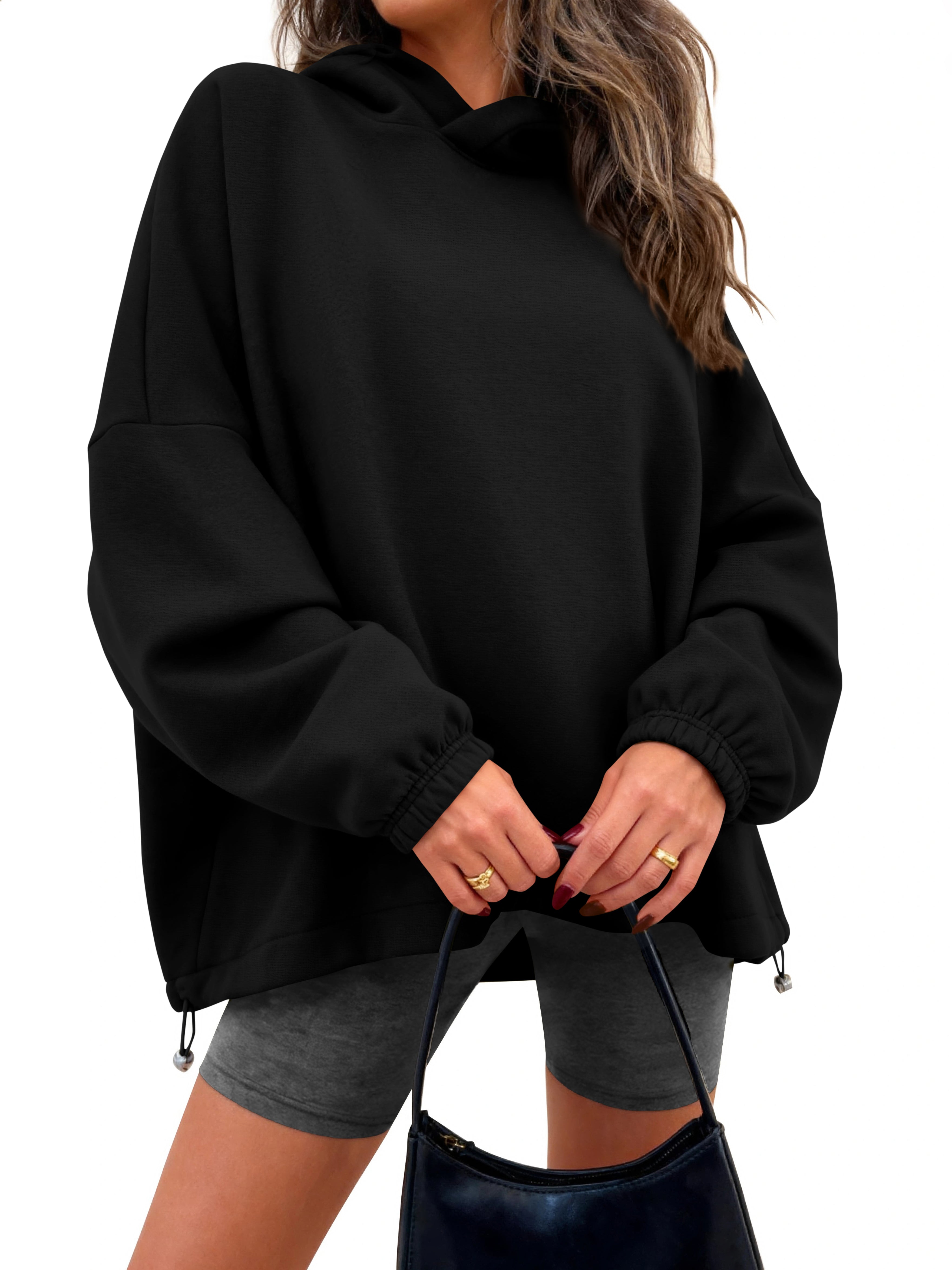 KIRUNDO Hoodies For Women 2025 Fall Fashion Hooded Oversized Sweatshirt Long Sleeve Fleece Pullover Trendy Winter Clothes