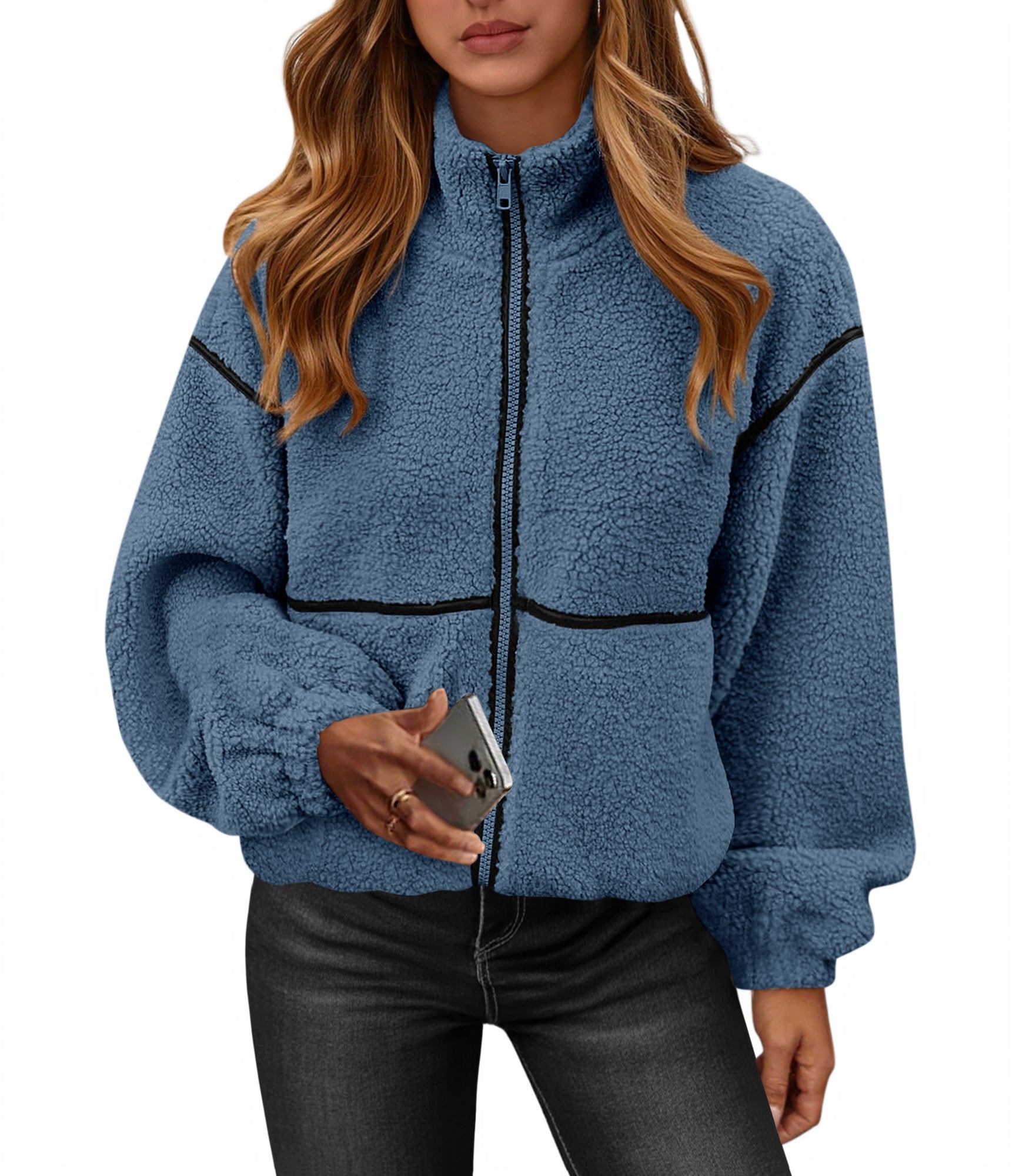 KIRUNDO Sherpa Jacket Women Fleece Oversized Zip Up Winter Coats Fall Jackets Faux Fur Warm Outwear 2025 Fashion Clothing