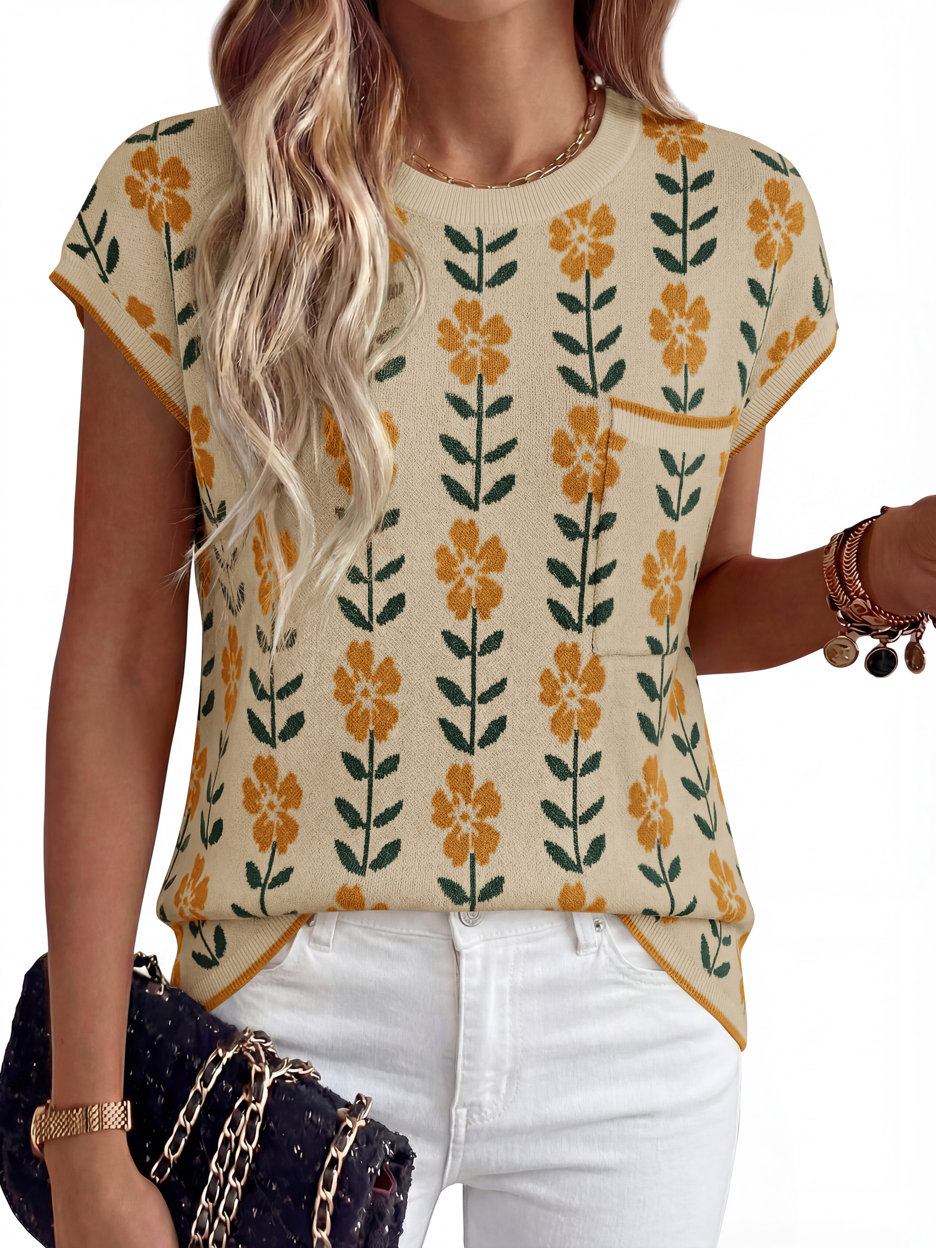 KIRUNDO Spring Summer Short Sleeve Sweater for Women 2026 Casual Sweater Vest Cotton Knit Pullover Tank Tops Fashion Clothing