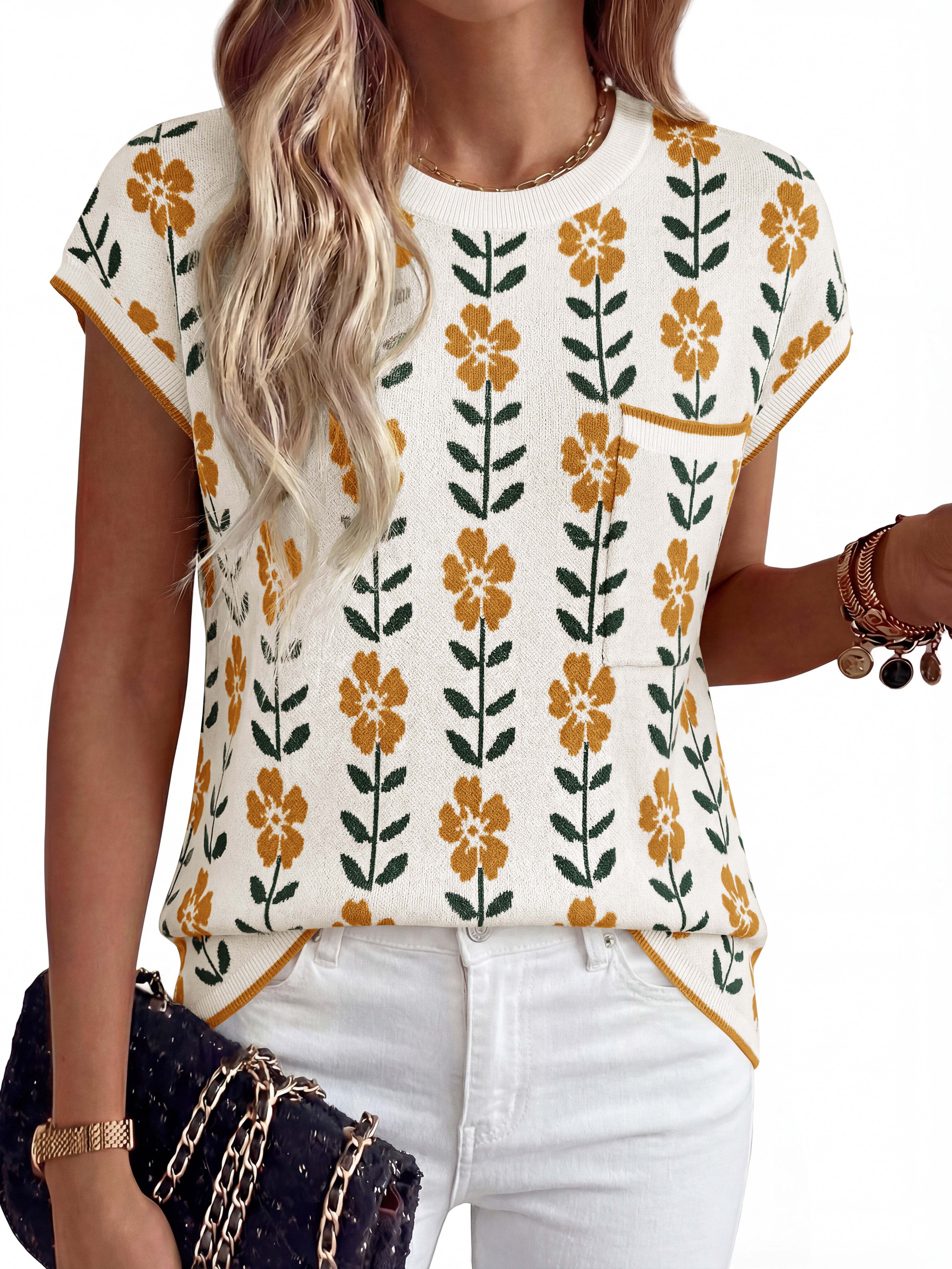 KIRUNDO Spring Summer Short Sleeve Sweater for Women 2026 Casual Sweater Vest Cotton Knit Pullover Tank Tops Fashion Clothing