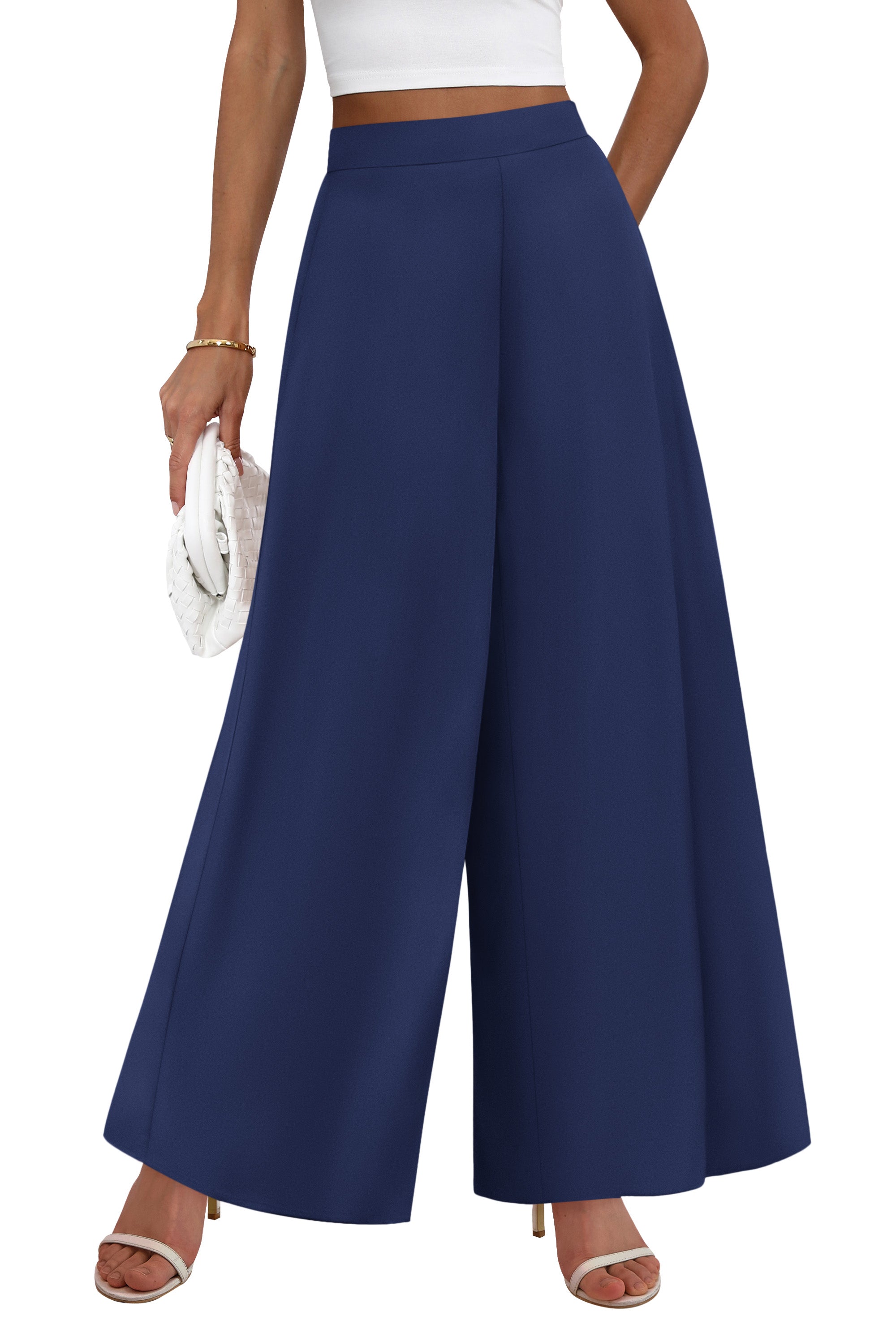 KIRUNDO Wide Leg Pants Woman 2026 Fall Dressy High Waisted Business Casual Work Palazzo Trousers Loose Slacks with Pockets