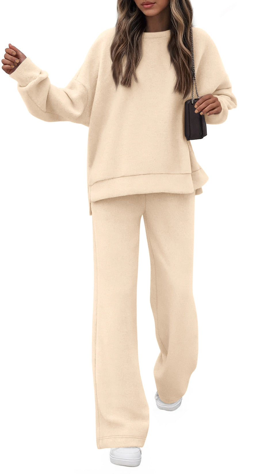 KIRUNDO Fall Sweatsuits Women 2 Piece Outfit Lounge Sets 2025 Matching Airport Oversized Sweatshirt Sweatpants Tracksuit