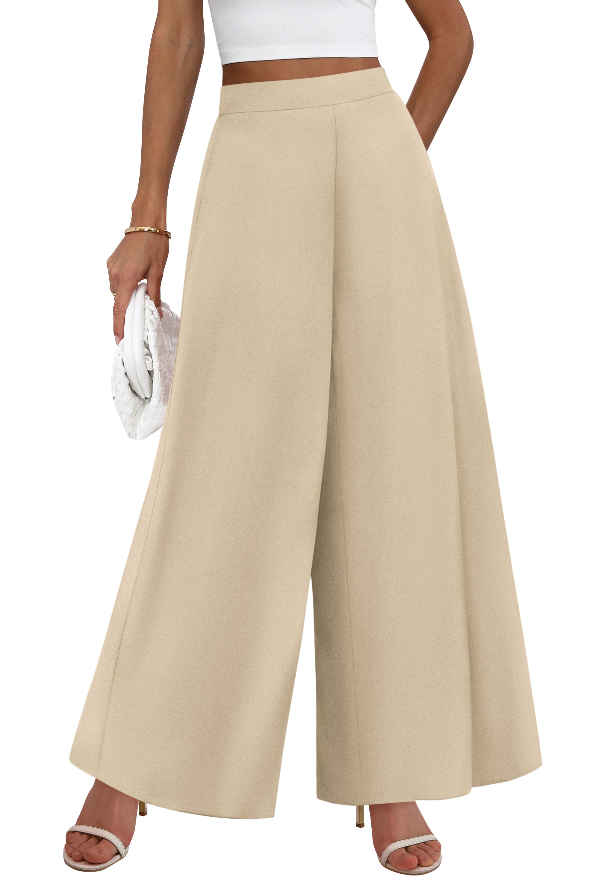 KIRUNDO Wide Leg Pants Woman 2026 Fall Dressy High Waisted Business Casual Work Palazzo Trousers Loose Slacks with Pockets