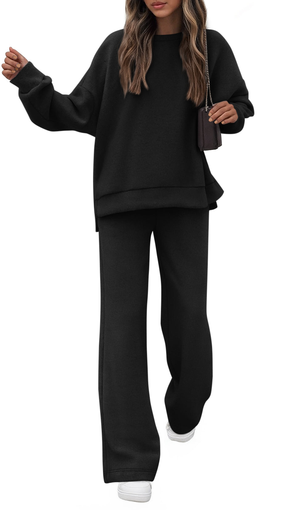 KIRUNDO Fall Sweatsuits Women 2 Piece Outfit Lounge Sets 2025 Matching Airport Oversized Sweatshirt Sweatpants Tracksuit