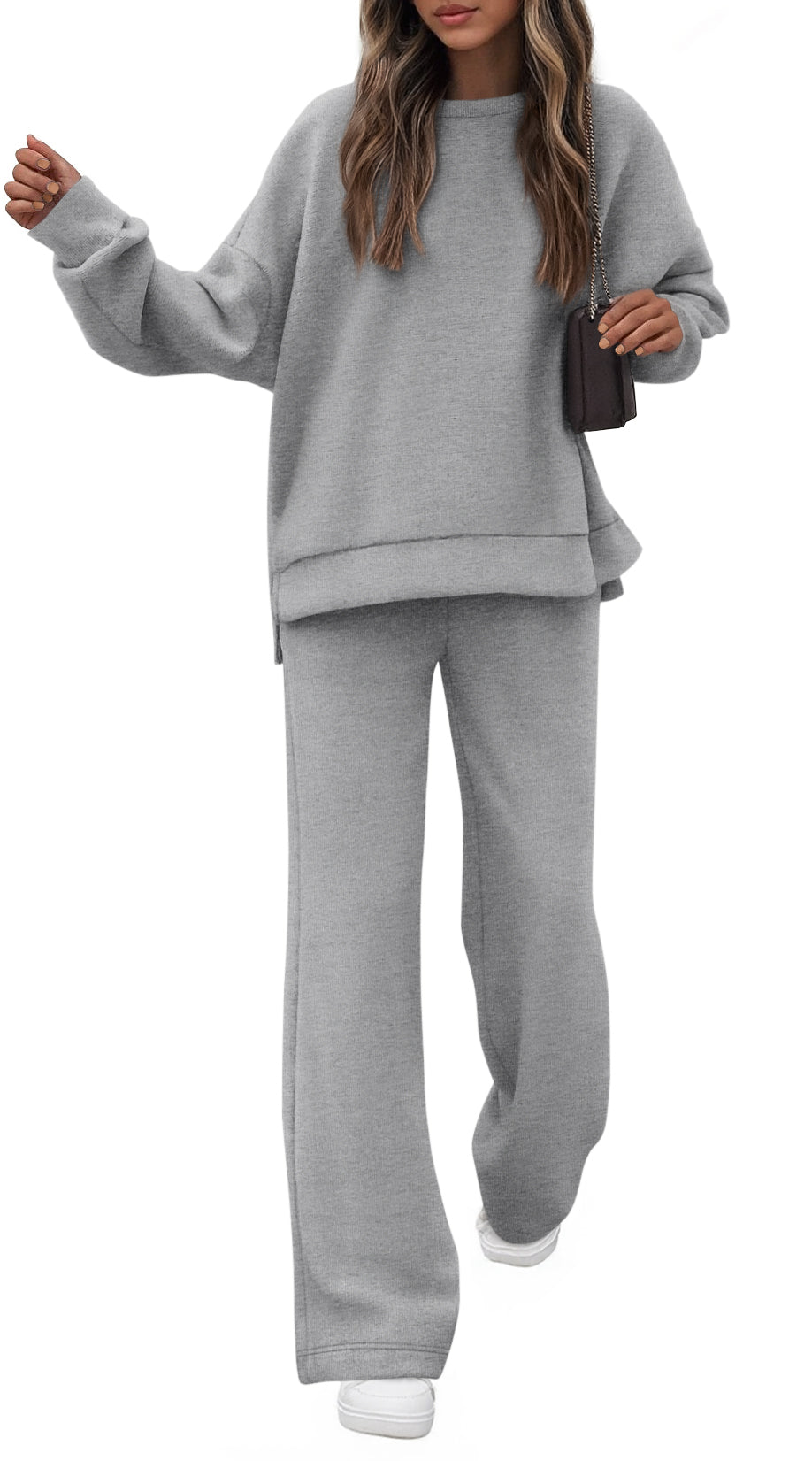 KIRUNDO Fall Sweatsuits Women 2 Piece Outfit Lounge Sets 2025 Matching Airport Oversized Sweatshirt Sweatpants Tracksuit