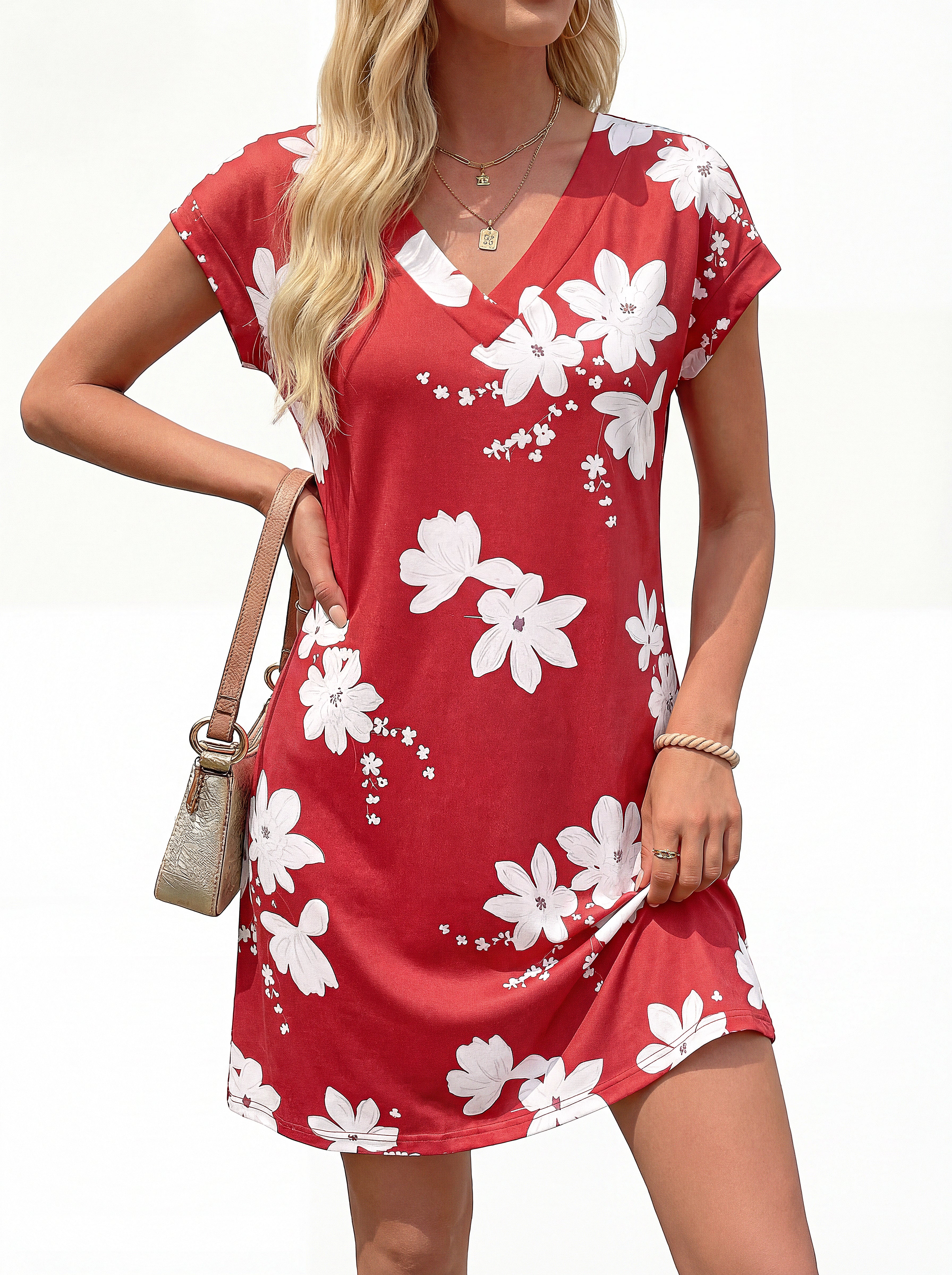 KIRUNDO Summer Dresses for Women 2026 Beach Sundress Spring Casual V Neck Boho Floral Vacation Outfits Cruise Resort Wear