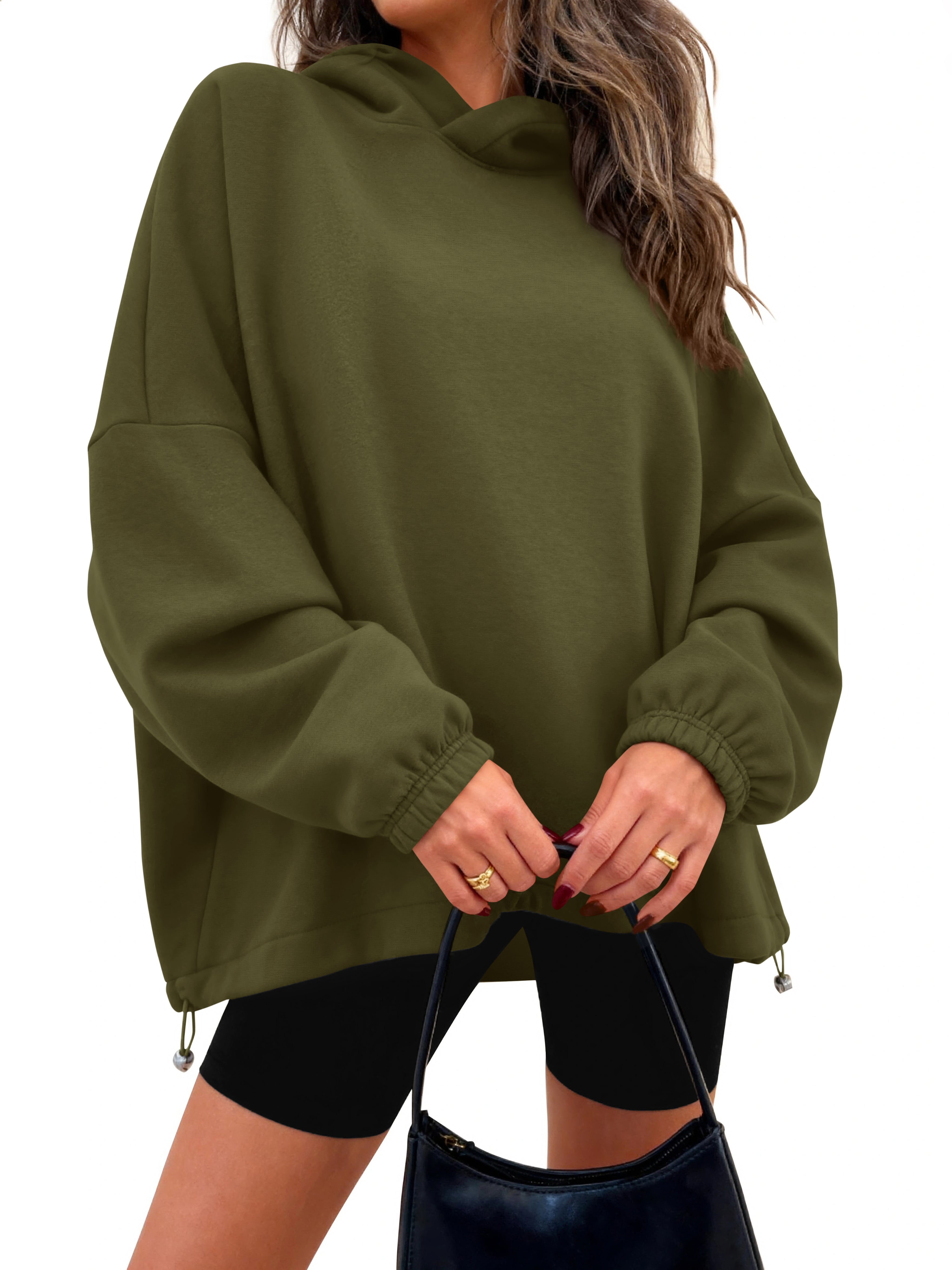 KIRUNDO Hoodies For Women 2025 Fall Fashion Hooded Oversized Sweatshirt Long Sleeve Fleece Pullover Trendy Winter Clothes