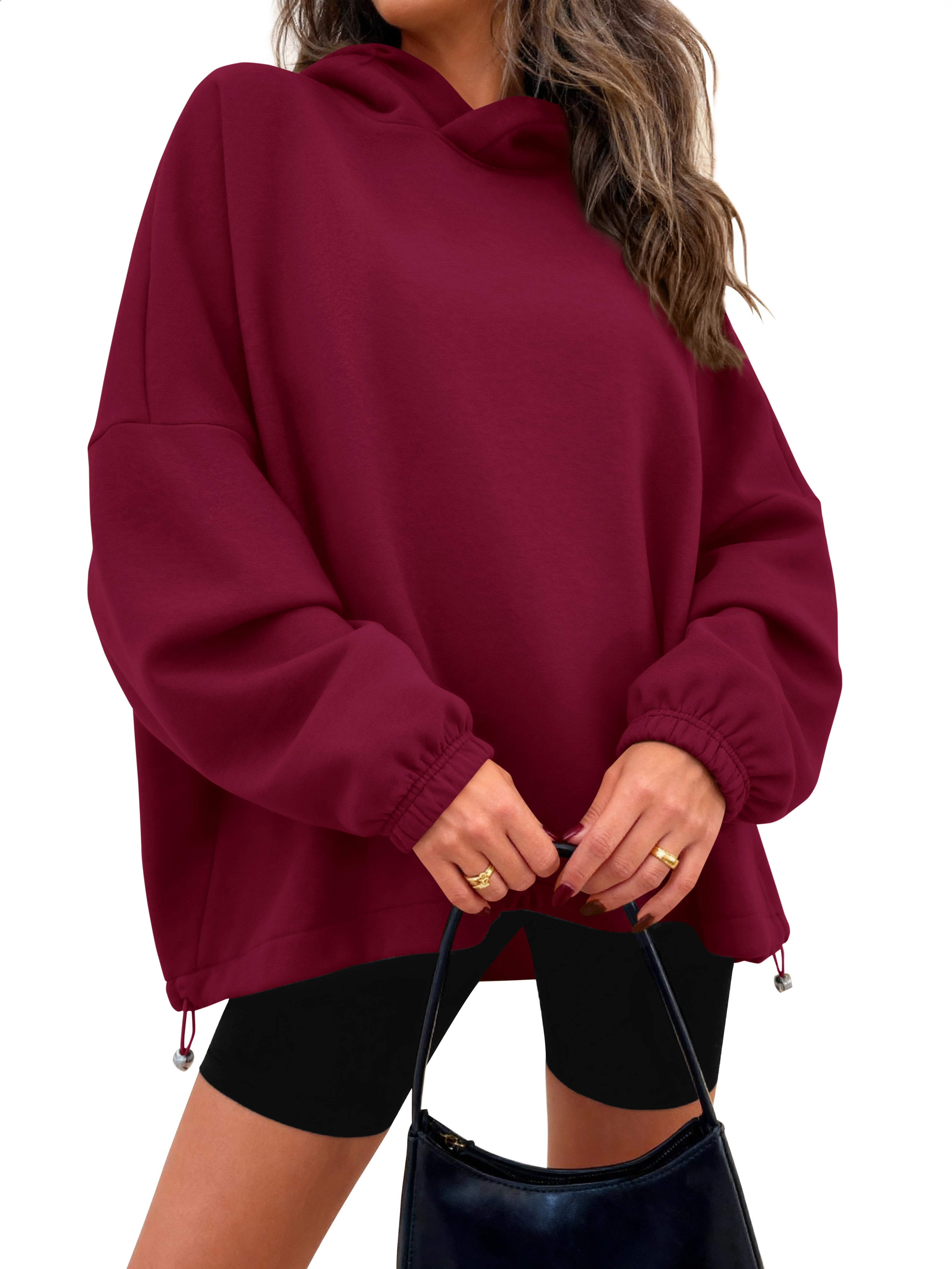 KIRUNDO Hoodies For Women 2025 Fall Fashion Hooded Oversized Sweatshirt Long Sleeve Fleece Pullover Trendy Winter Clothes