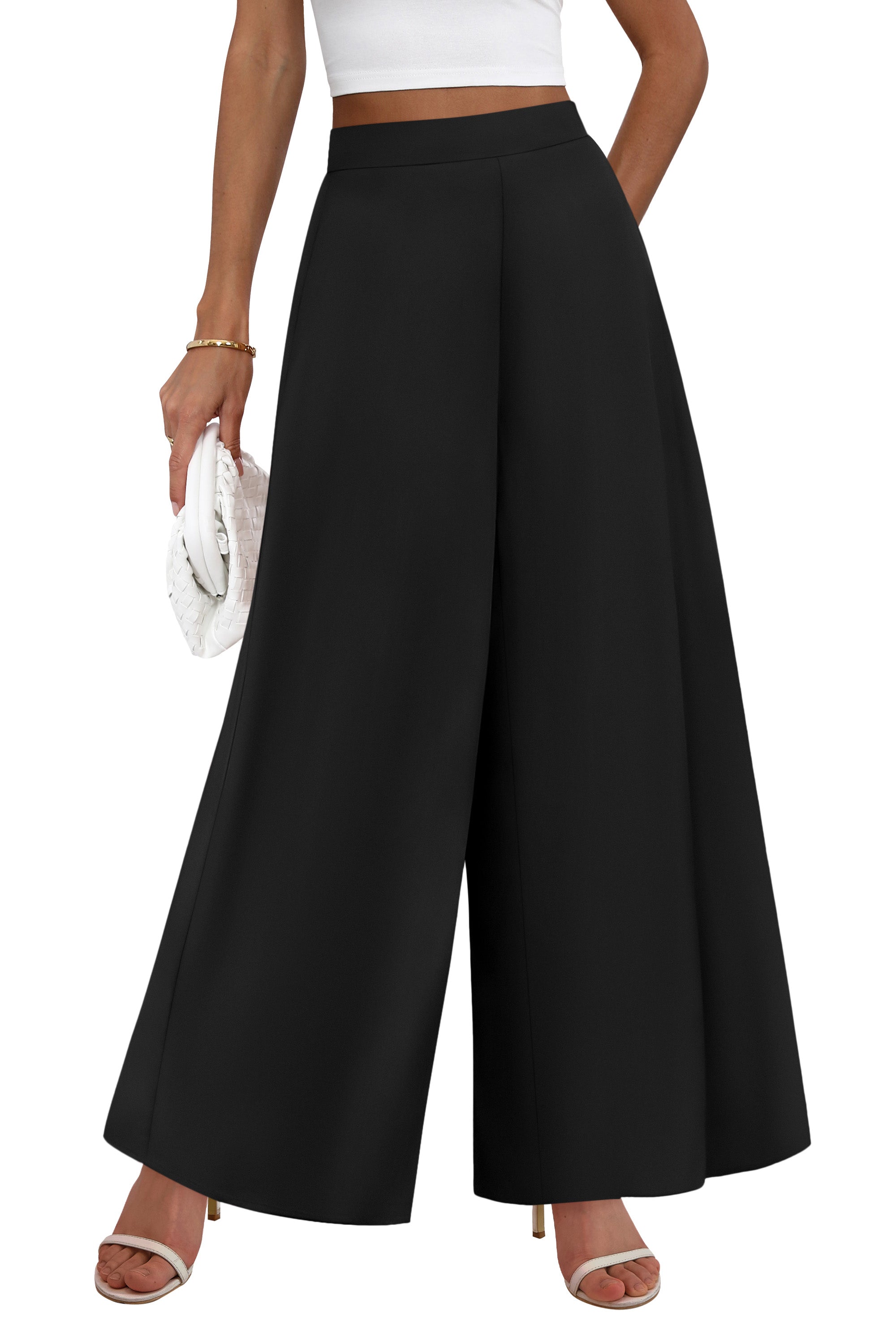 KIRUNDO Wide Leg Pants Woman 2026 Fall Dressy High Waisted Business Casual Work Palazzo Trousers Loose Slacks with Pockets