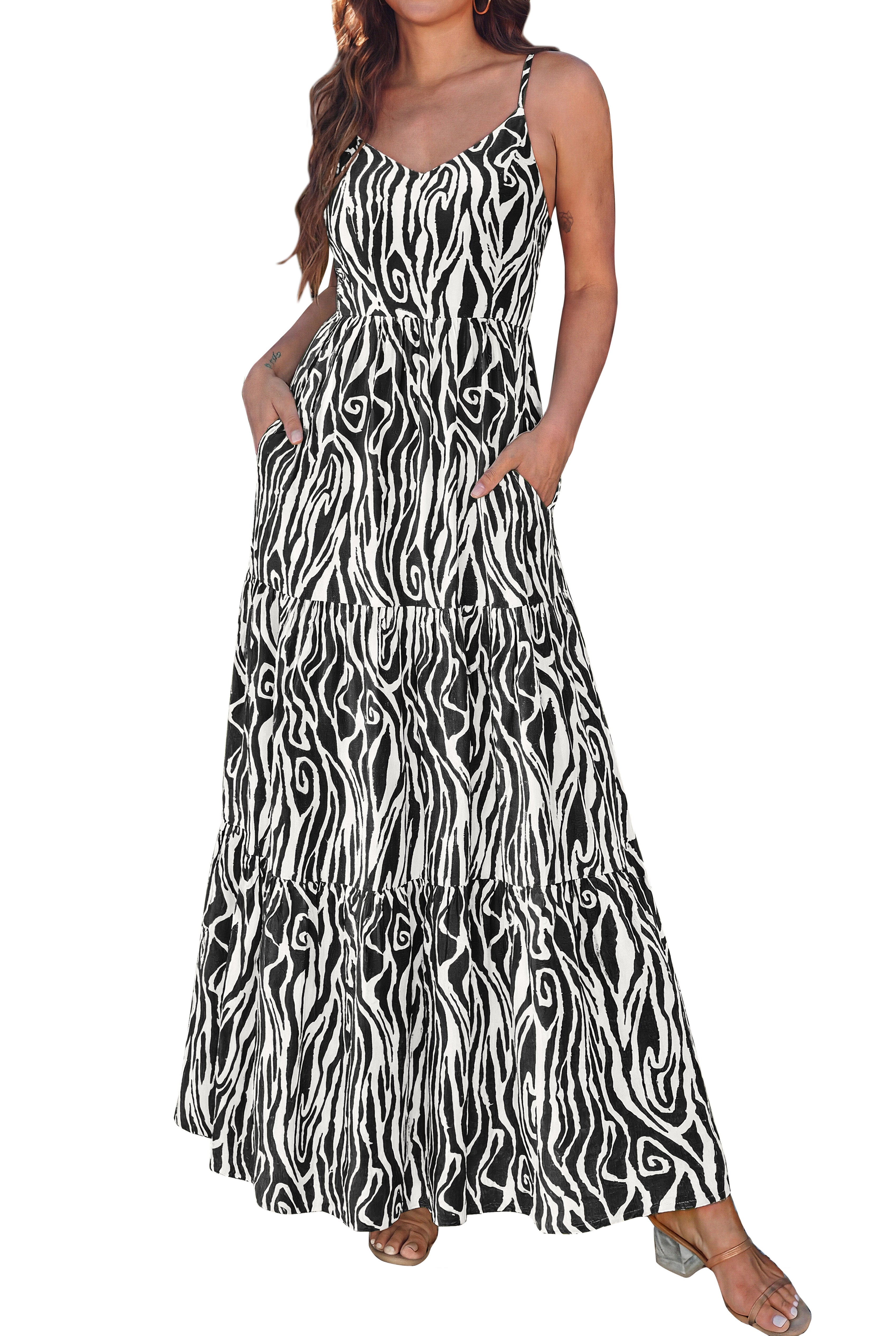 KIRUNDO Womens Summer Dresses Boho Floral Beach Maxi Sundress Wedding Guest Dress Vacation Outfits Flowy Cruise Resort Wear