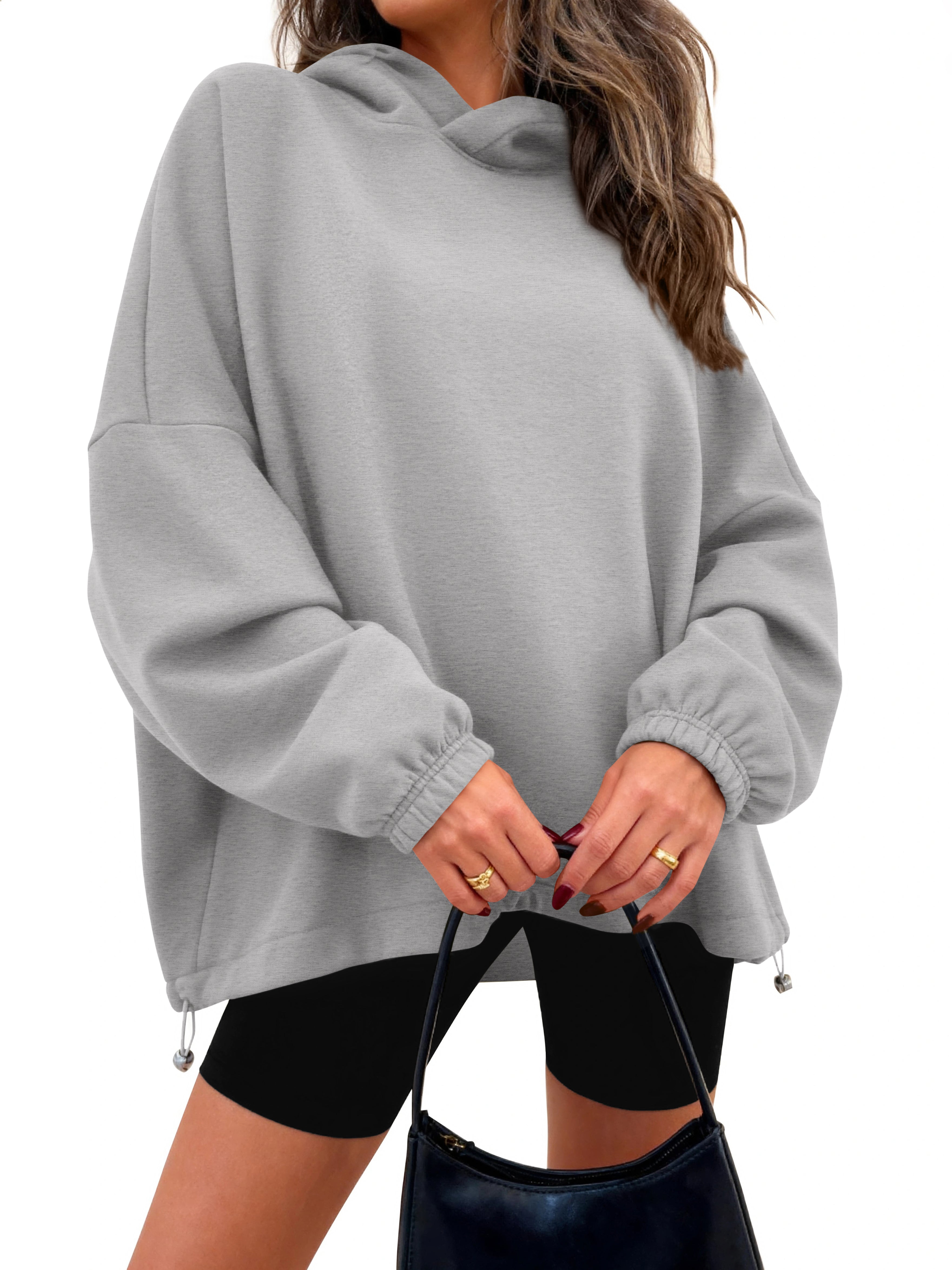 KIRUNDO Hoodies For Women 2025 Fall Fashion Hooded Oversized Sweatshirt Long Sleeve Fleece Pullover Trendy Winter Clothes