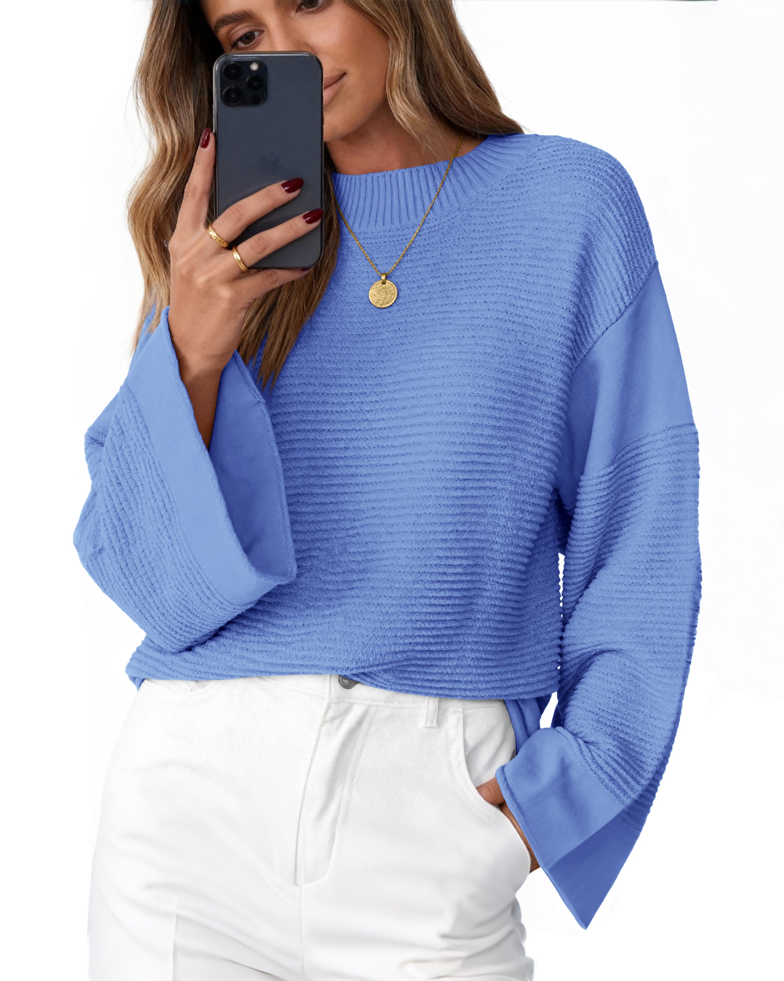 KIRUNDO Oversized Sweaters for Women Ribbed Knit Chunky Long Sleeve Tunic Sweater Pullover Tops Fall Winter Clothing