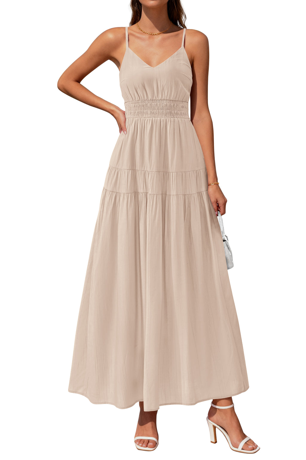 KIRUNDO Summer Dresses for Women Spaghetti Strap Sleeveless High Waist Flowy Boho Maxi Dress Beach Vacation Long Sundress