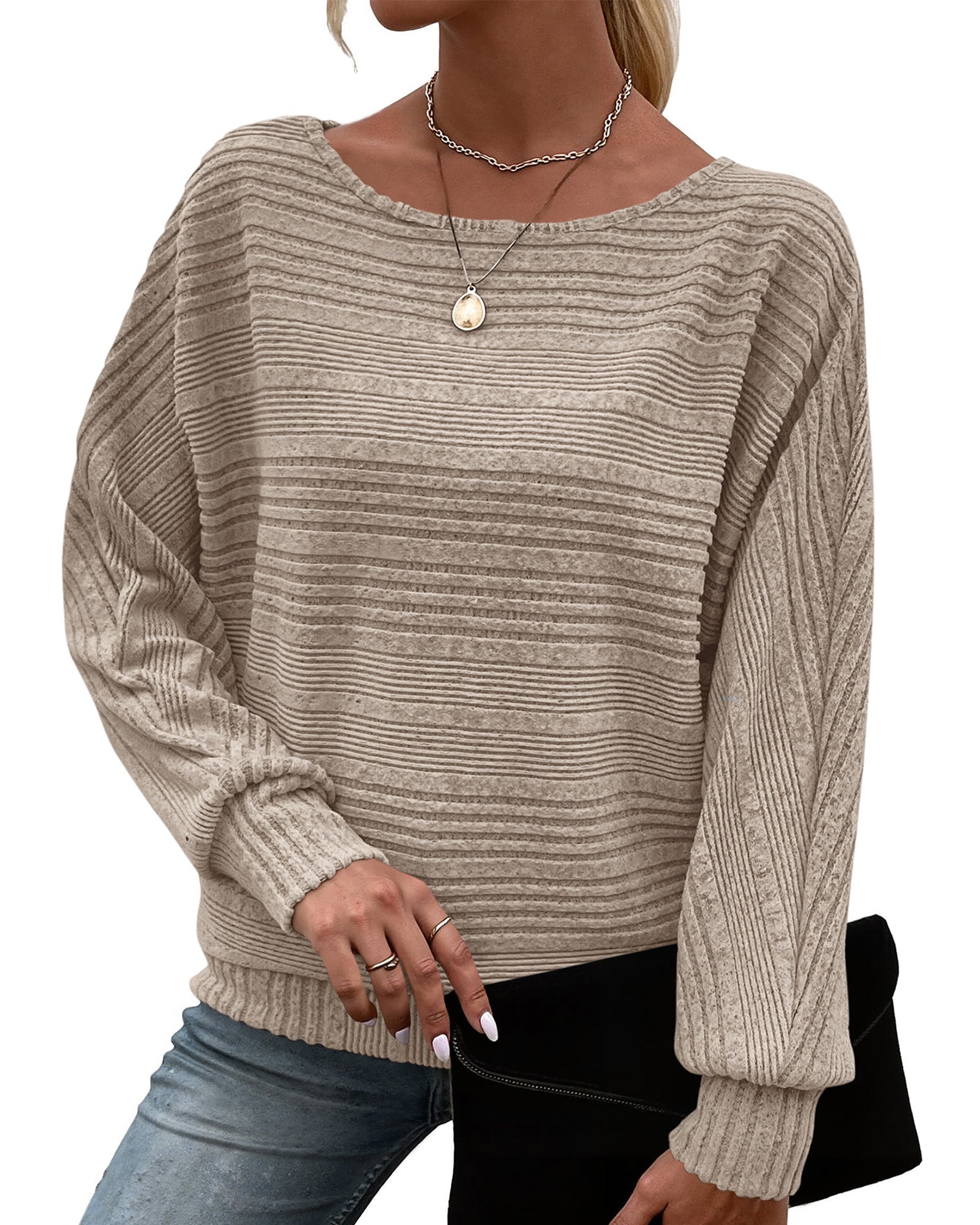 KIRUNDO Long Sleeve Shirts For Women 2026 Fall Oversized Casual Tunic Tops