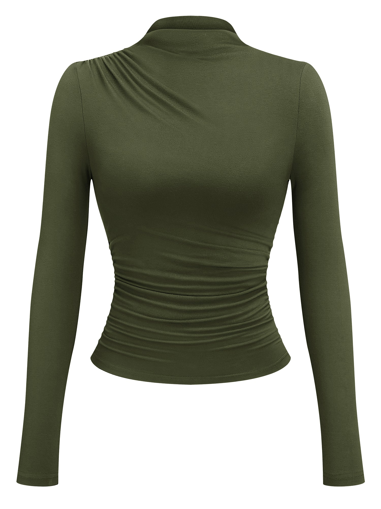 KIRUNDO Long Sleeve Shirts for Women Mock Neck Ruched Tops