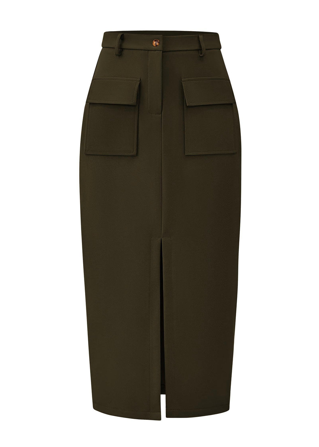 KIRUNDO Midi Skirts for Women Spring Summer High Waisted Cargo Trendy Pencil Slit Dressy Casual Business Work Long Skirt