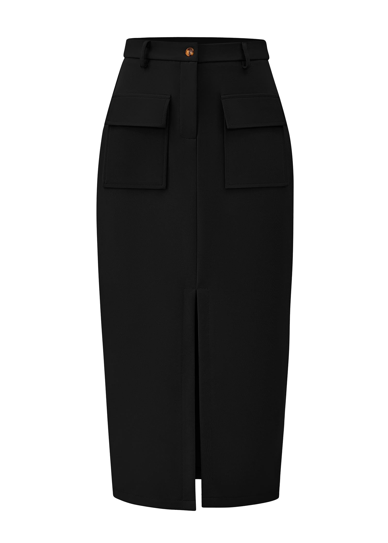 KIRUNDO Midi Skirts for Women Spring Summer High Waisted Cargo Trendy Pencil Slit Dressy Casual Business Work Long Skirt
