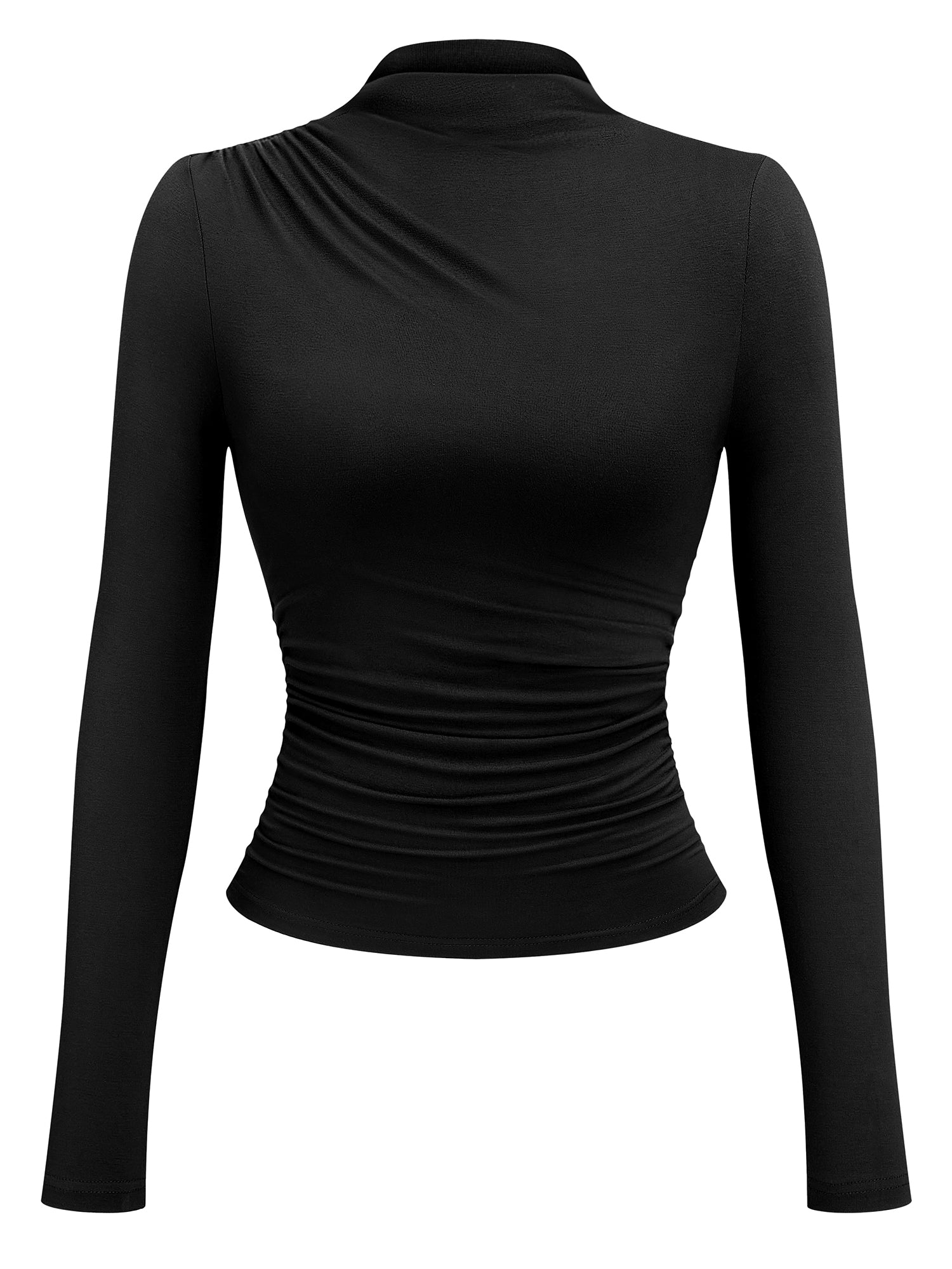 KIRUNDO Long Sleeve Shirts for Women Mock Neck Ruched Tops