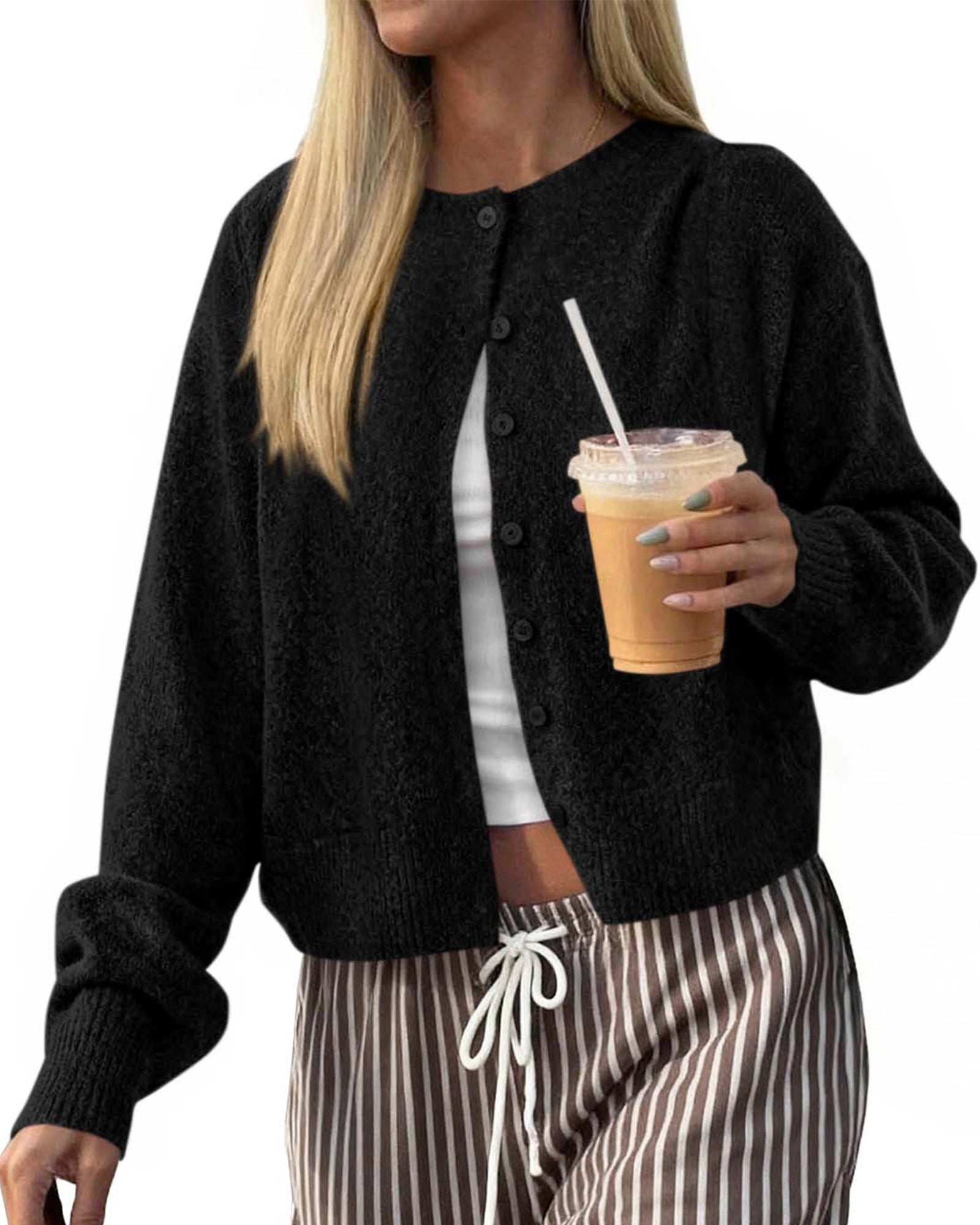 KIRUNDO Cardigan Sweaters For Women 2026 Fall Long Sleeve Lightweight Knit