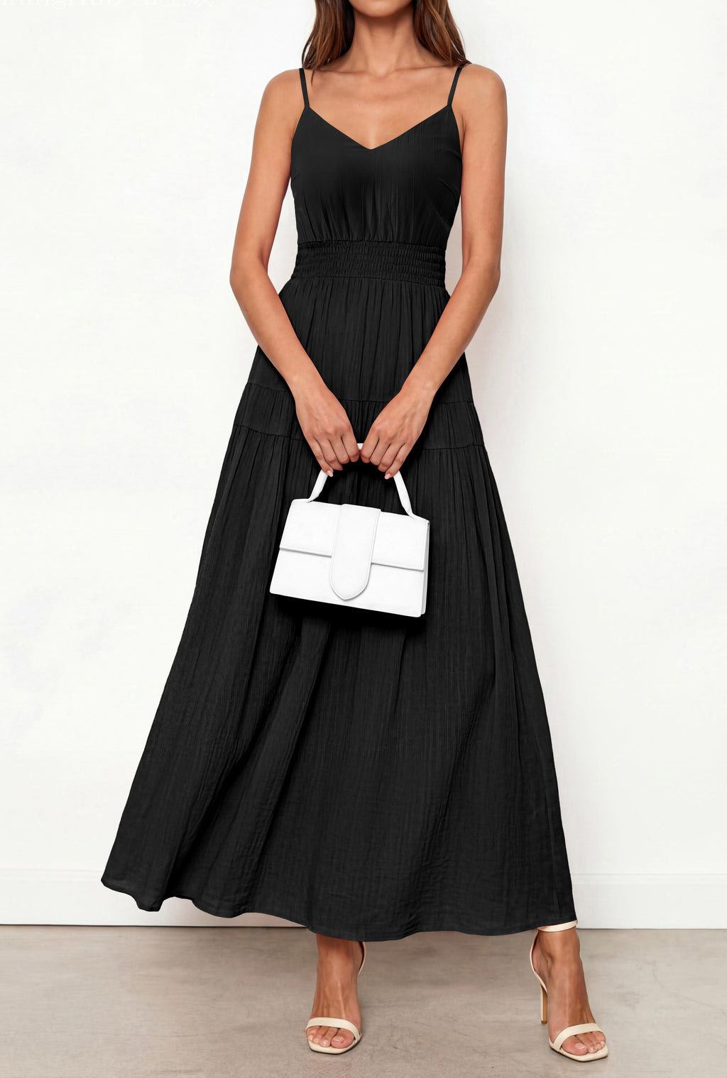KIRUNDO Summer Dresses for Women Spaghetti Strap Sleeveless High Waist Flowy Boho Maxi Dress Beach Vacation Long Sundress