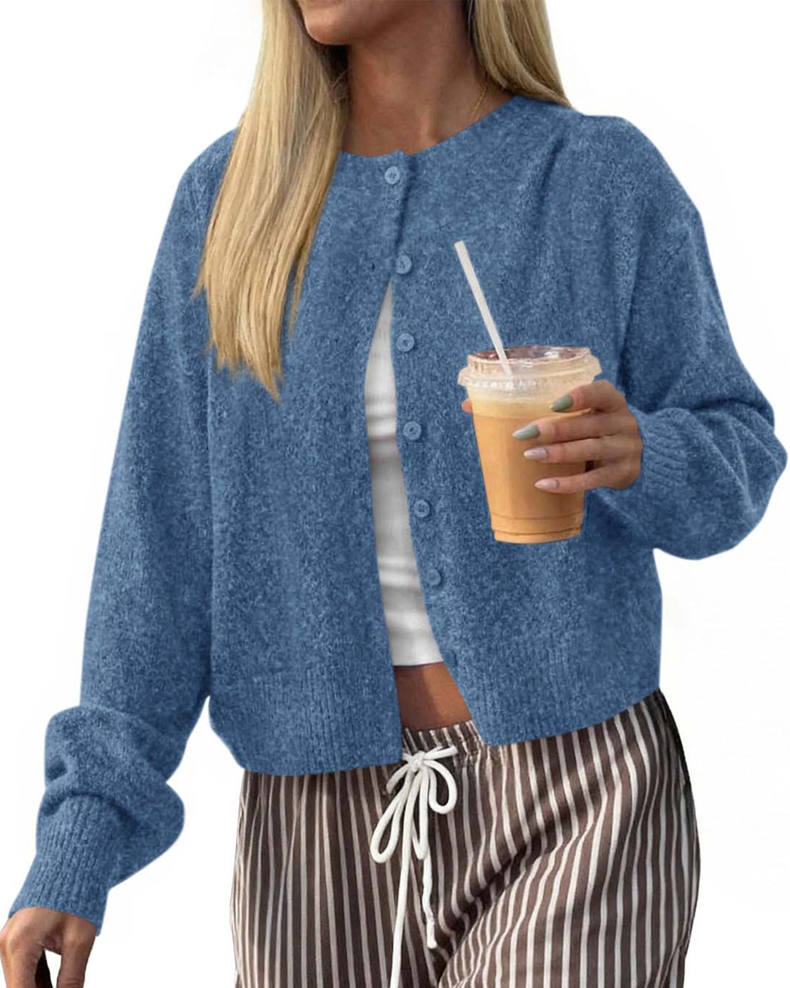 KIRUNDO Cardigan Sweaters For Women 2026 Fall Long Sleeve Lightweight Knit