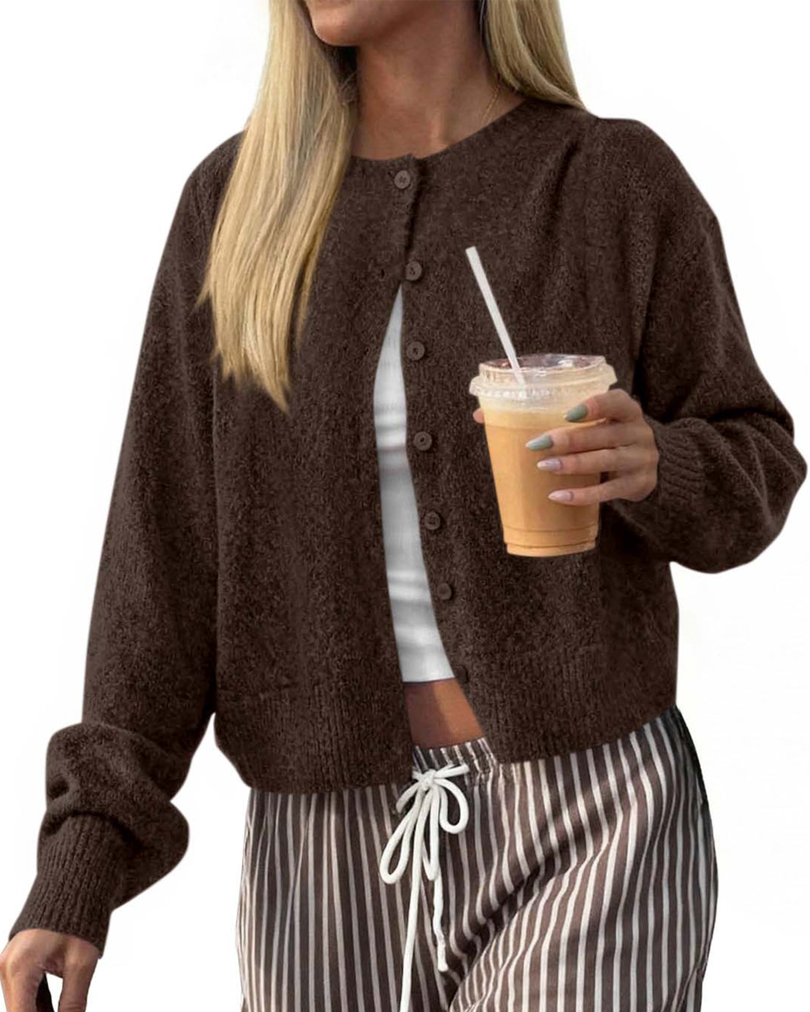 KIRUNDO Cardigan Sweaters For Women 2026 Fall Long Sleeve Lightweight Knit