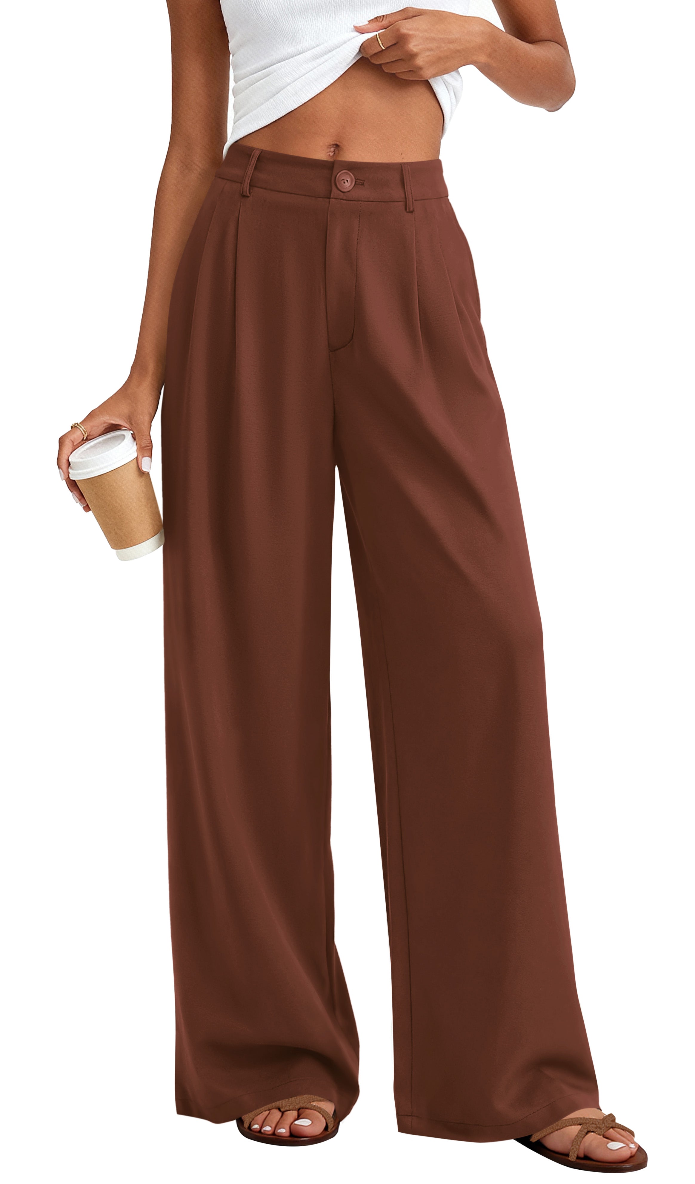 KIRUNDO Dress Pants Women 2026 Summer Palazzo Wide Leg Trousers Flowy High Waisted Business Casual Slacks For Work Pockets