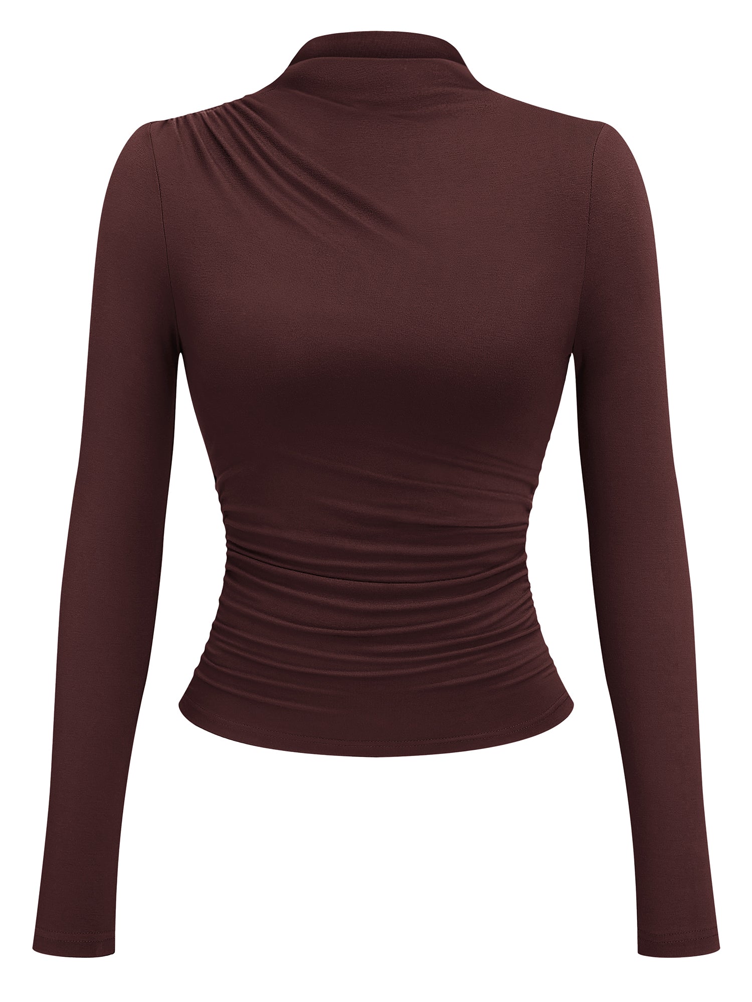 KIRUNDO Long Sleeve Shirts for Women Mock Neck Ruched Tops