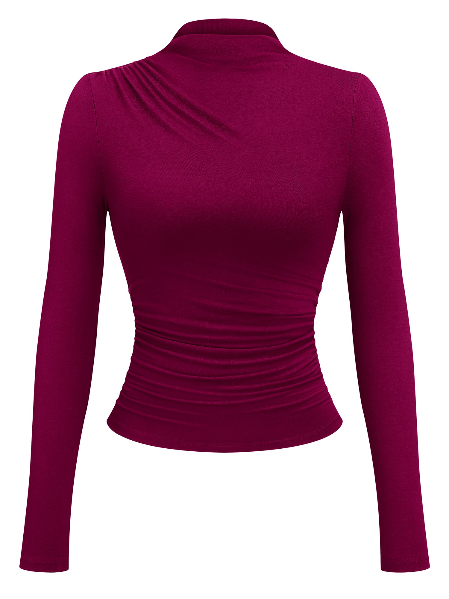 KIRUNDO Long Sleeve Shirts for Women Mock Neck Ruched Tops