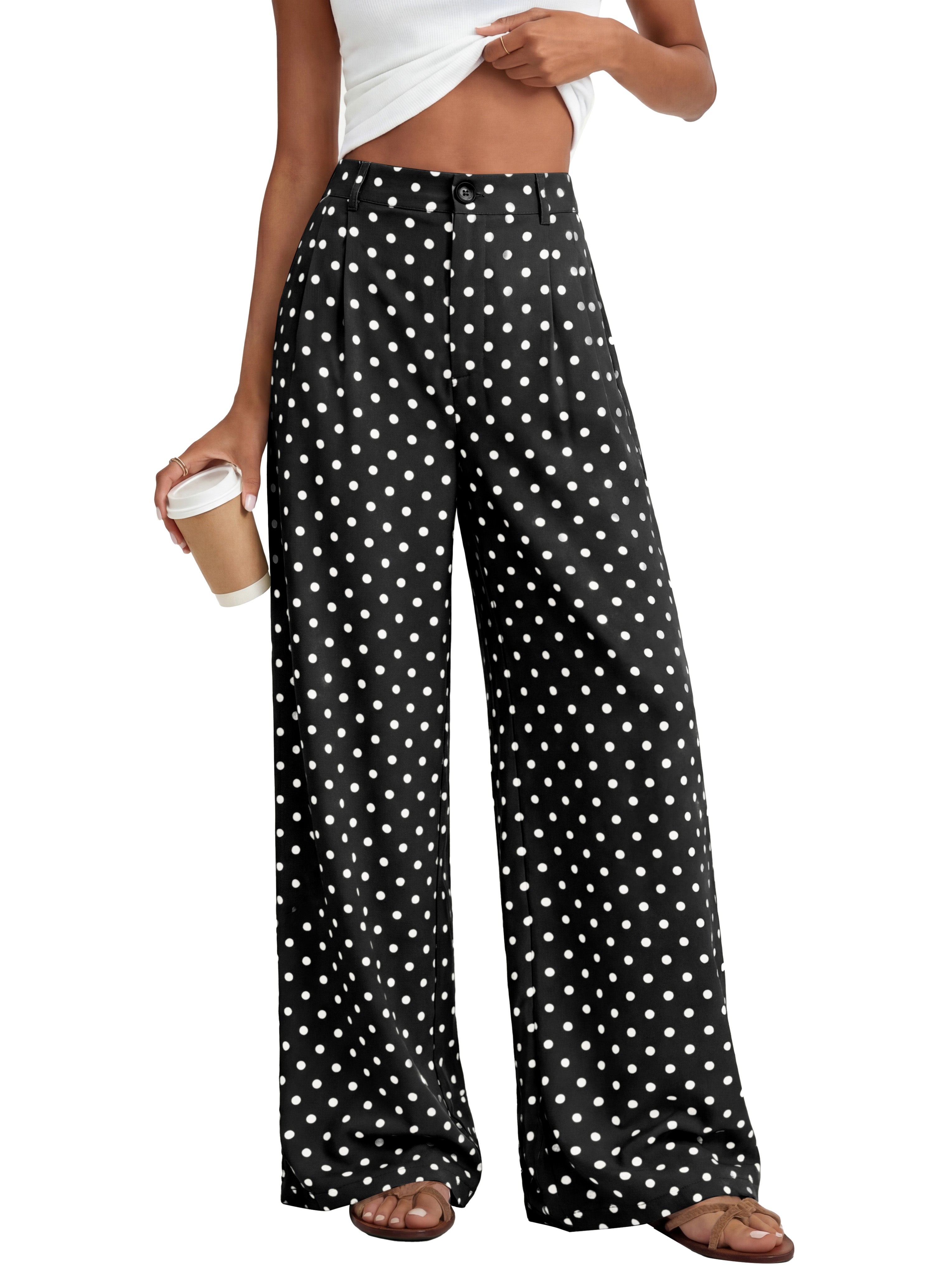 KIRUNDO Dress Pants Women 2026 Summer Palazzo Wide Leg Trousers Flowy High Waisted Business Casual Slacks For Work Pockets