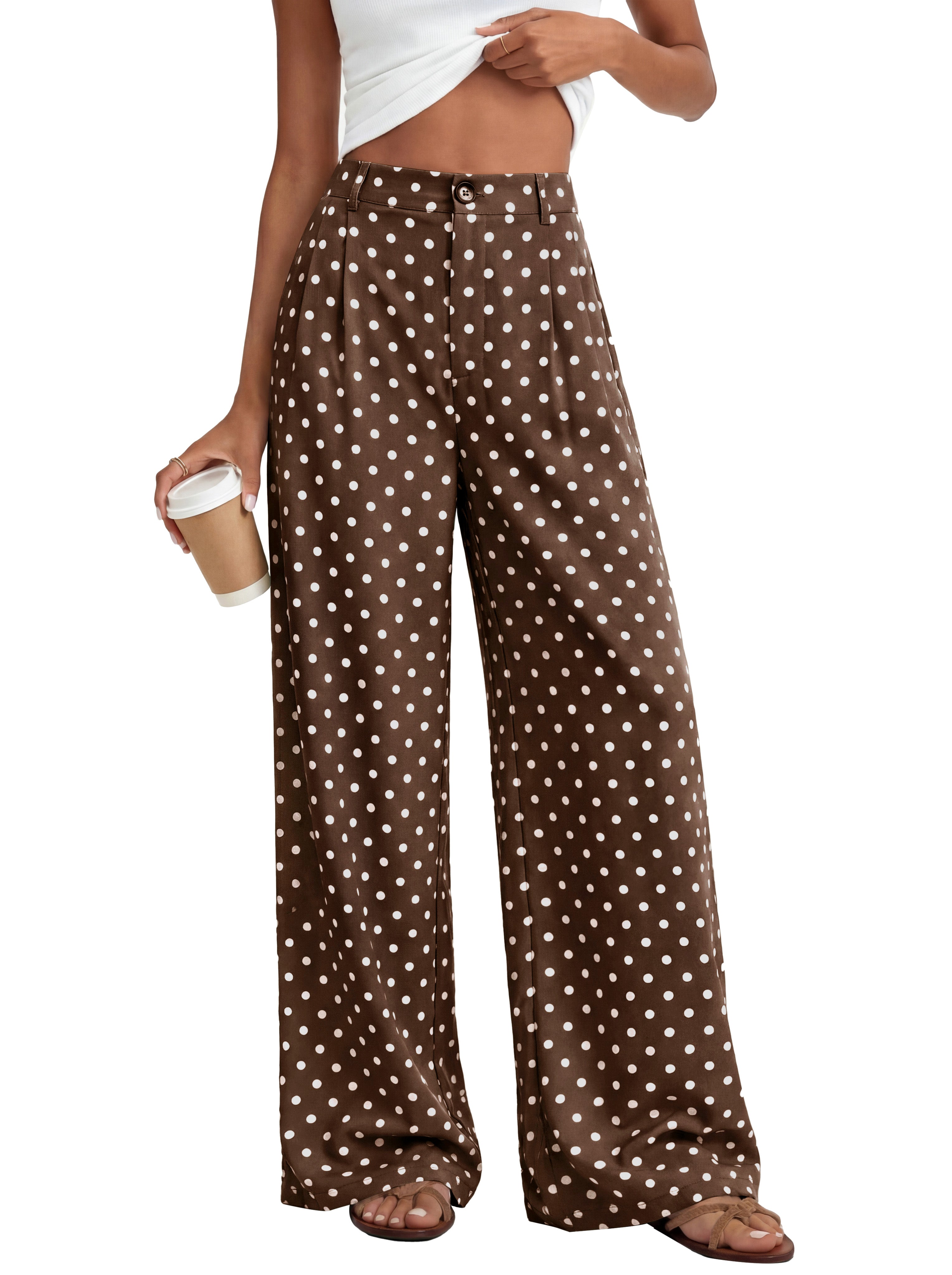 KIRUNDO Dress Pants Women 2026 Summer Palazzo Wide Leg Trousers Flowy High Waisted Business Casual Slacks For Work Pockets