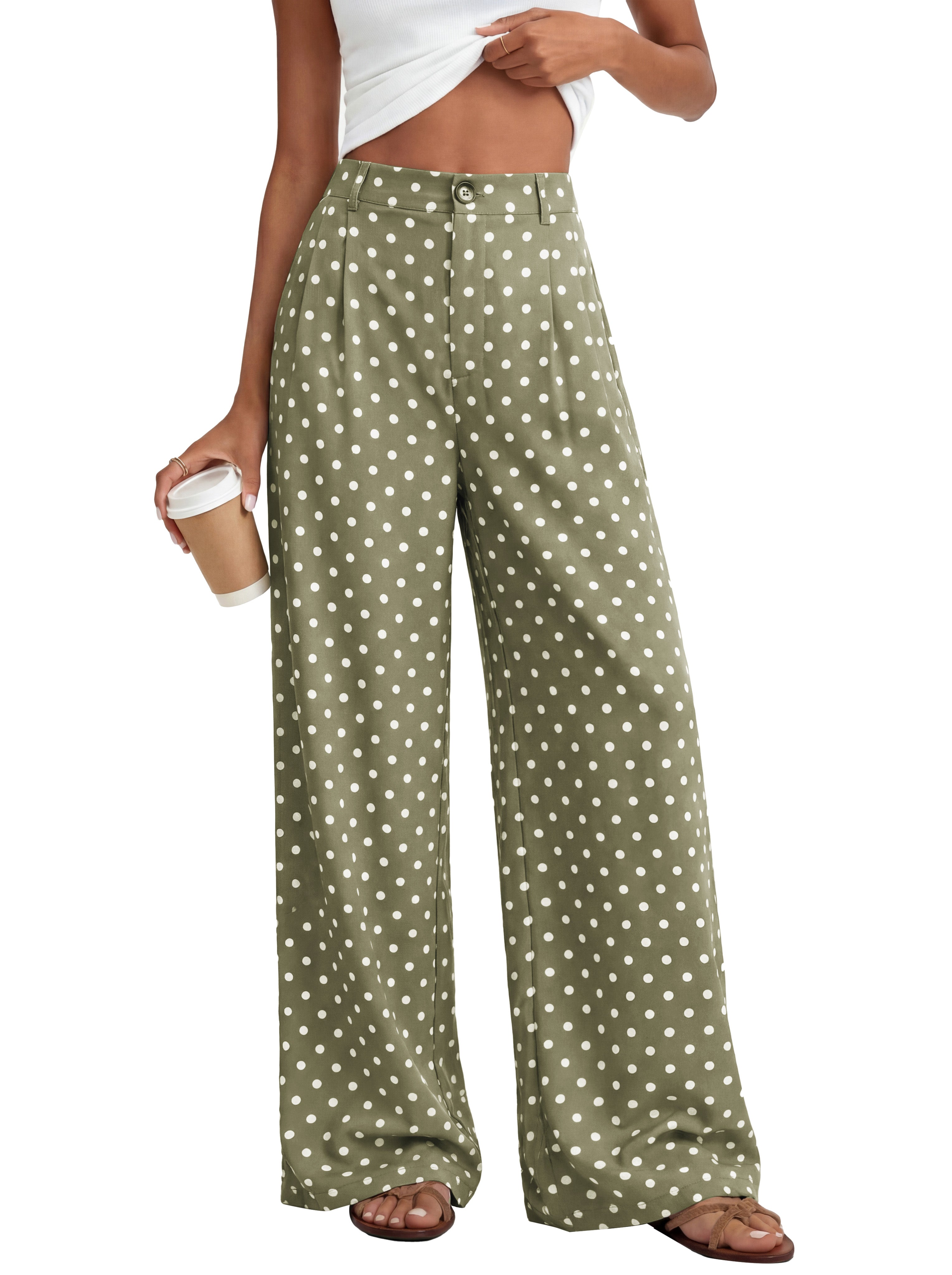 KIRUNDO Dress Pants Women 2026 Summer Palazzo Wide Leg Trousers Flowy High Waisted Business Casual Slacks For Work Pockets