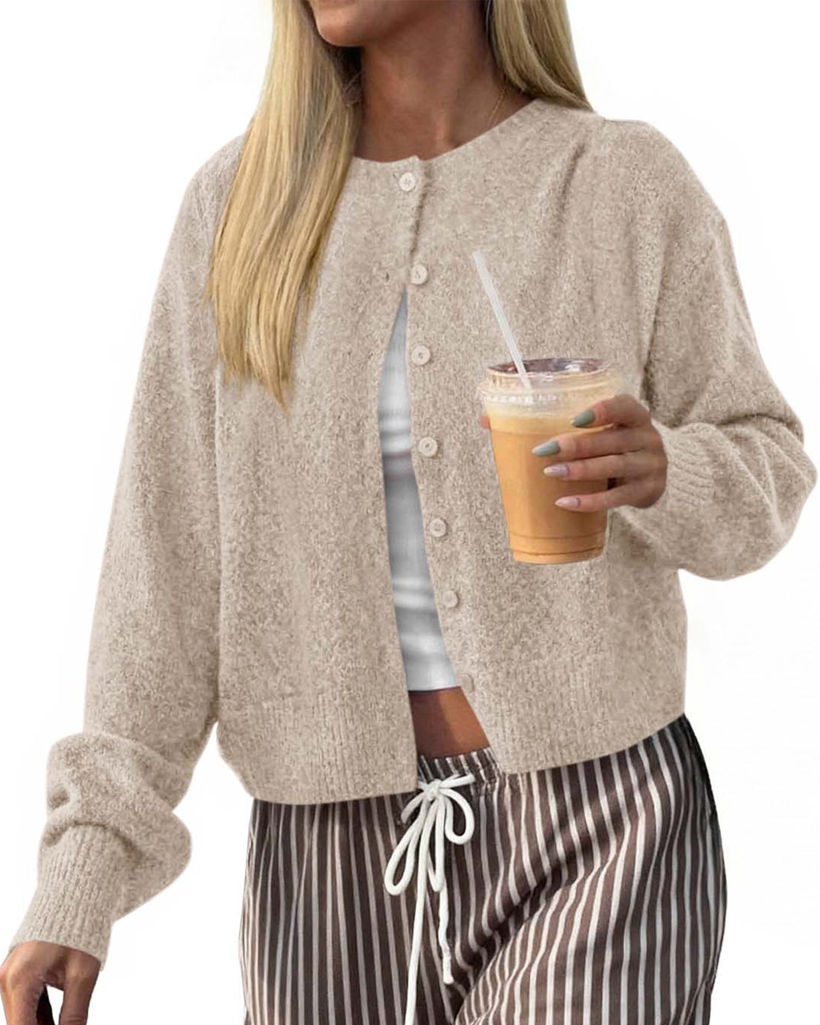 KIRUNDO Cardigan Sweaters For Women 2026 Fall Long Sleeve Lightweight Knit