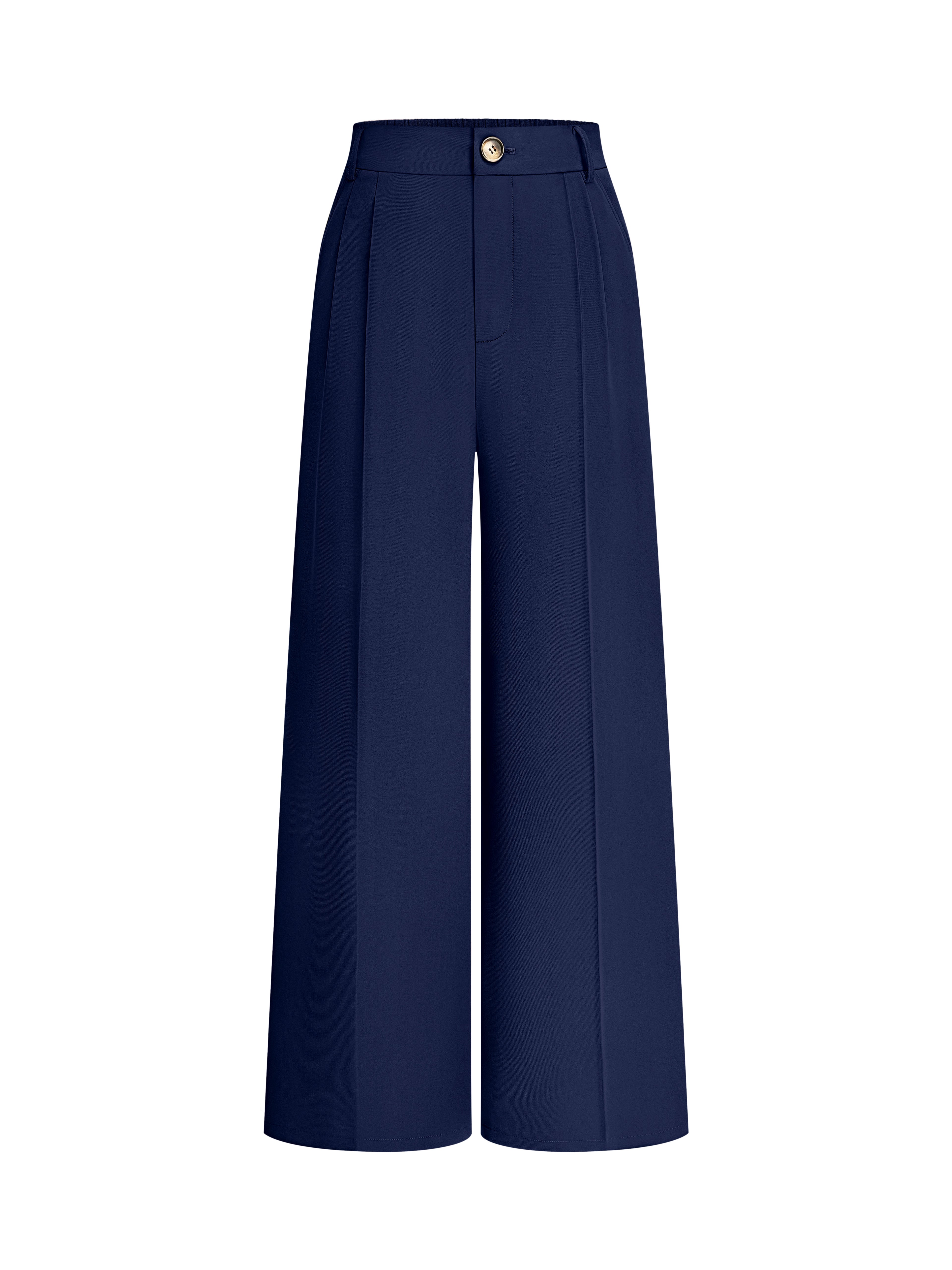 KIRUNDO Fall Wide Leg Pants Woman Flowy High Waisted Slacks with Pockets Comfy Palazzo, Business Casual Outfits, Work Clothes, Teacher Trousers Dressy, Zip Up, Button Closure, Elastic Back