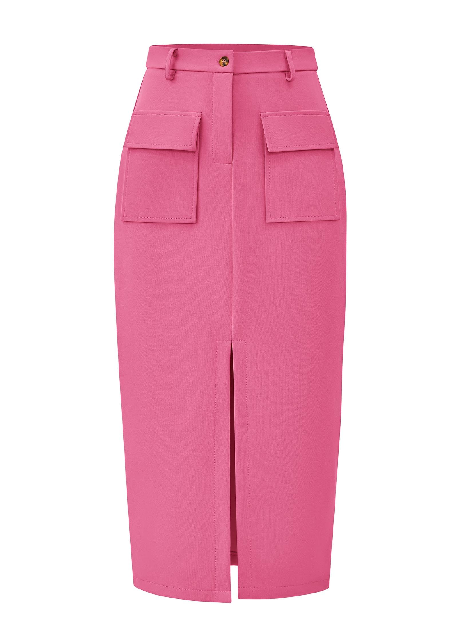 KIRUNDO Midi Skirts for Women Spring Summer High Waisted Cargo Trendy Pencil Slit Dressy Casual Business Work Long Skirt