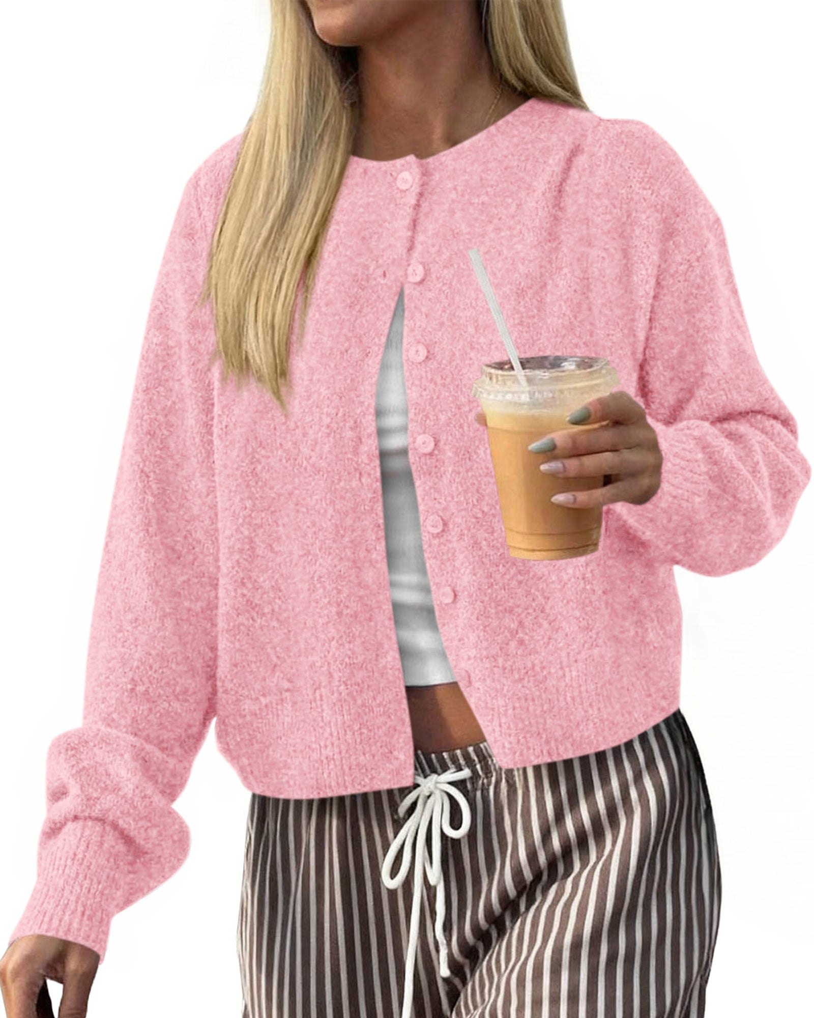 KIRUNDO Cardigan Sweaters For Women 2026 Fall Long Sleeve Lightweight Knit