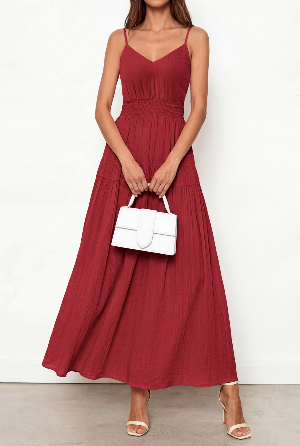 KIRUNDO Summer Dresses for Women Spaghetti Strap Sleeveless High Waist Flowy Boho Maxi Dress Beach Vacation Long Sundress