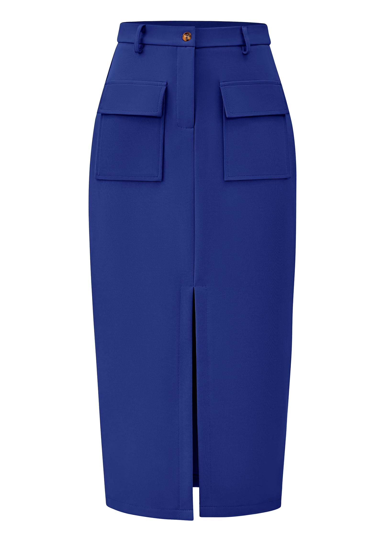 KIRUNDO Midi Skirts for Women Spring Summer High Waisted Cargo Trendy Pencil Slit Dressy Casual Business Work Long Skirt