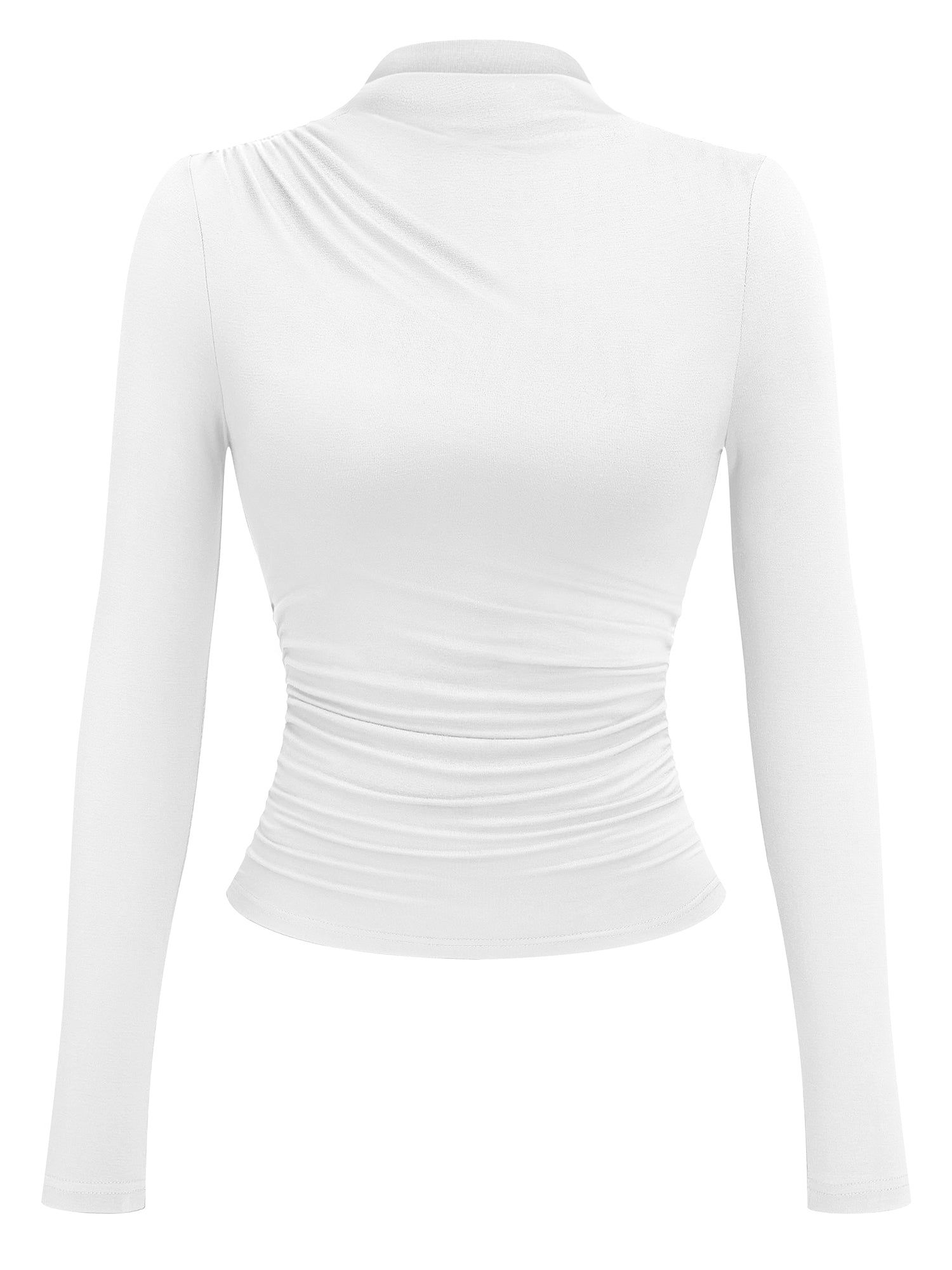 KIRUNDO Long Sleeve Shirts for Women Mock Neck Ruched Tops