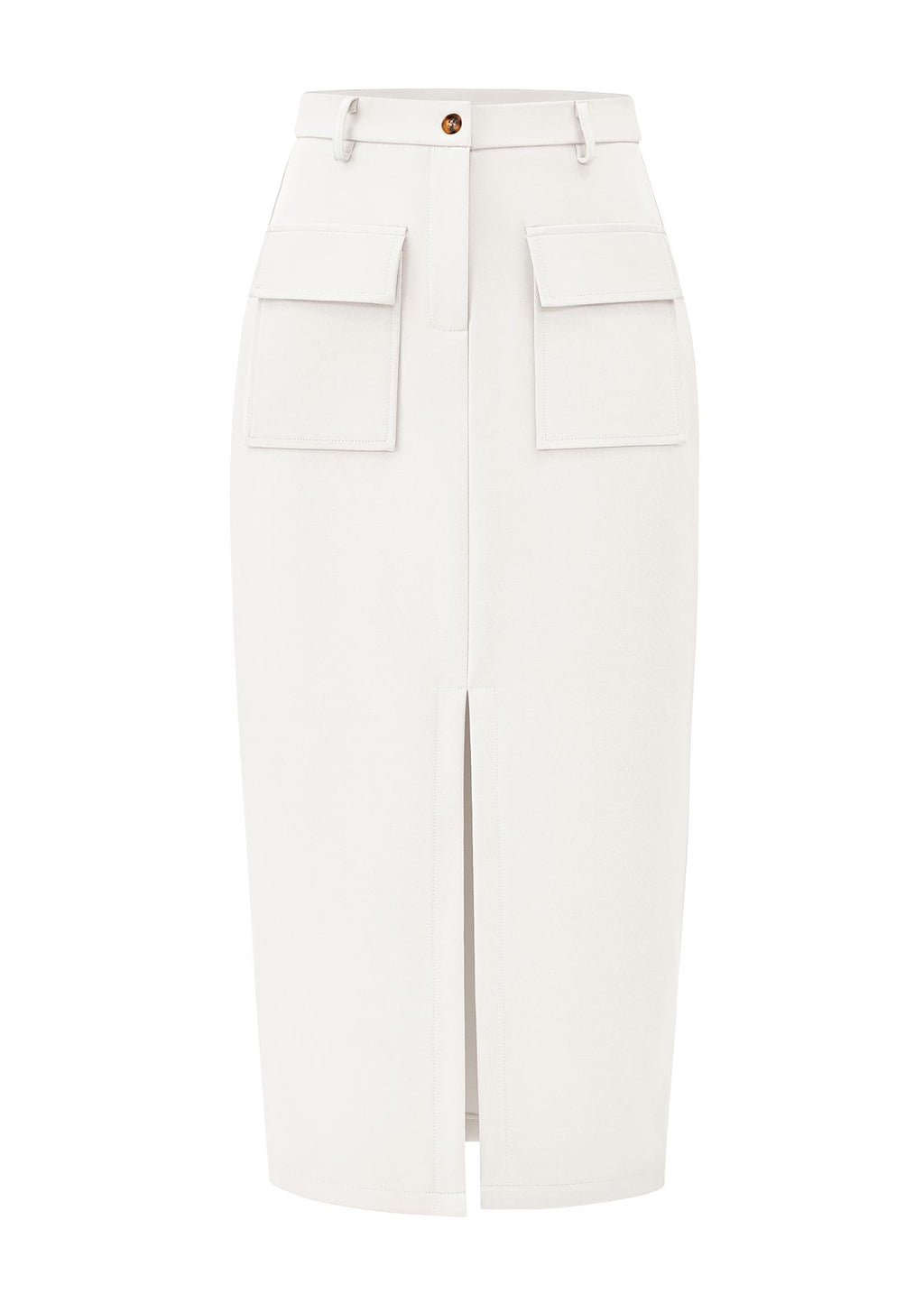 KIRUNDO Midi Skirts for Women Spring Summer High Waisted Cargo Trendy Pencil Slit Dressy Casual Business Work Long Skirt