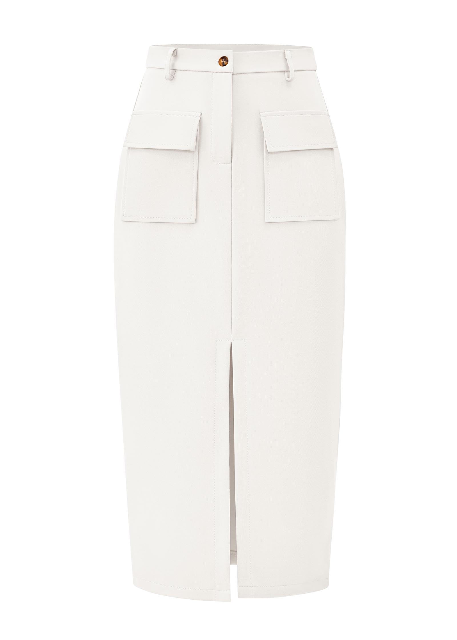 KIRUNDO Midi Skirts for Women Spring Summer High Waisted Cargo Trendy Pencil Slit Dressy Casual Business Work Long Skirt