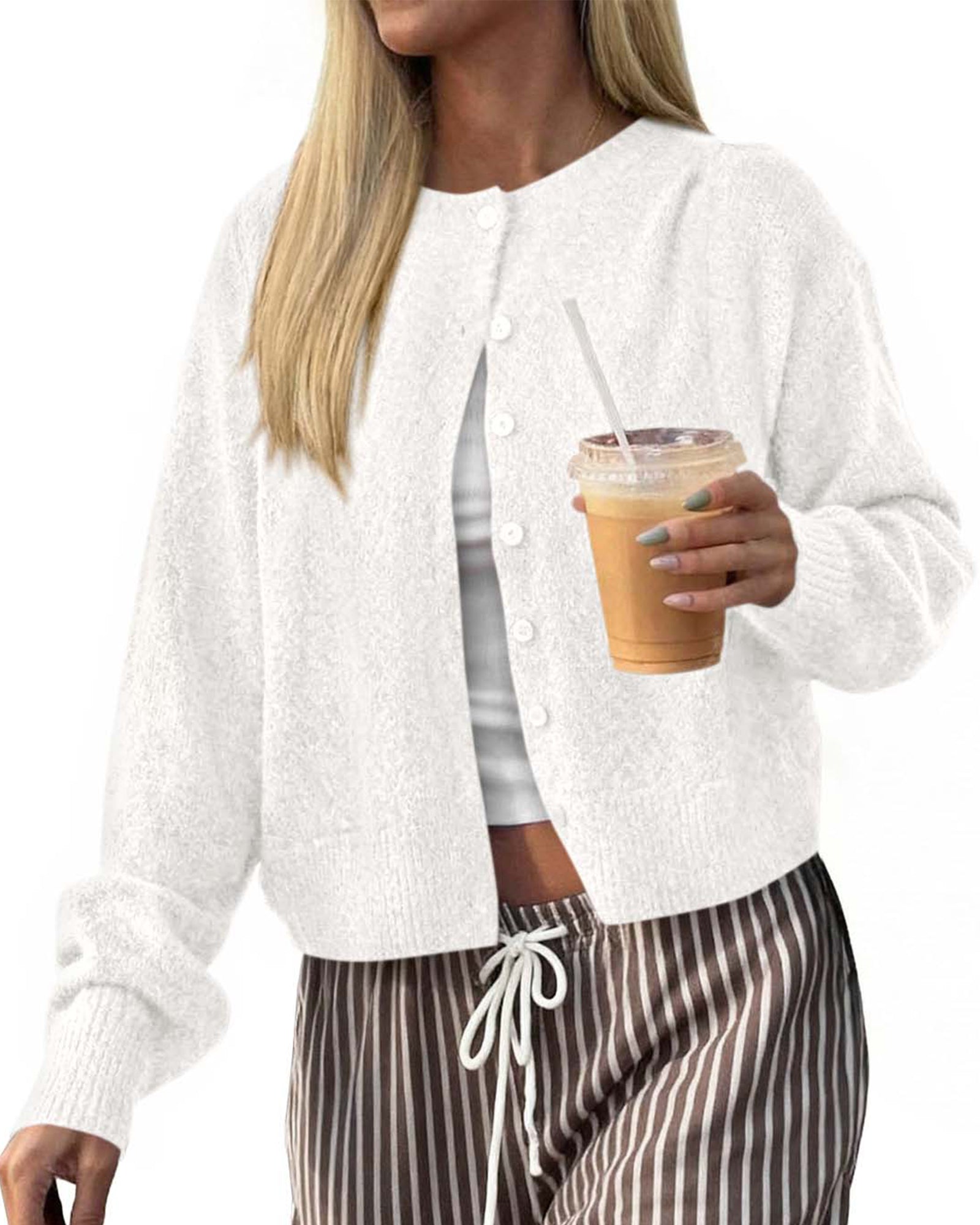 KIRUNDO Cardigan Sweaters For Women 2026 Fall Long Sleeve Lightweight Knit